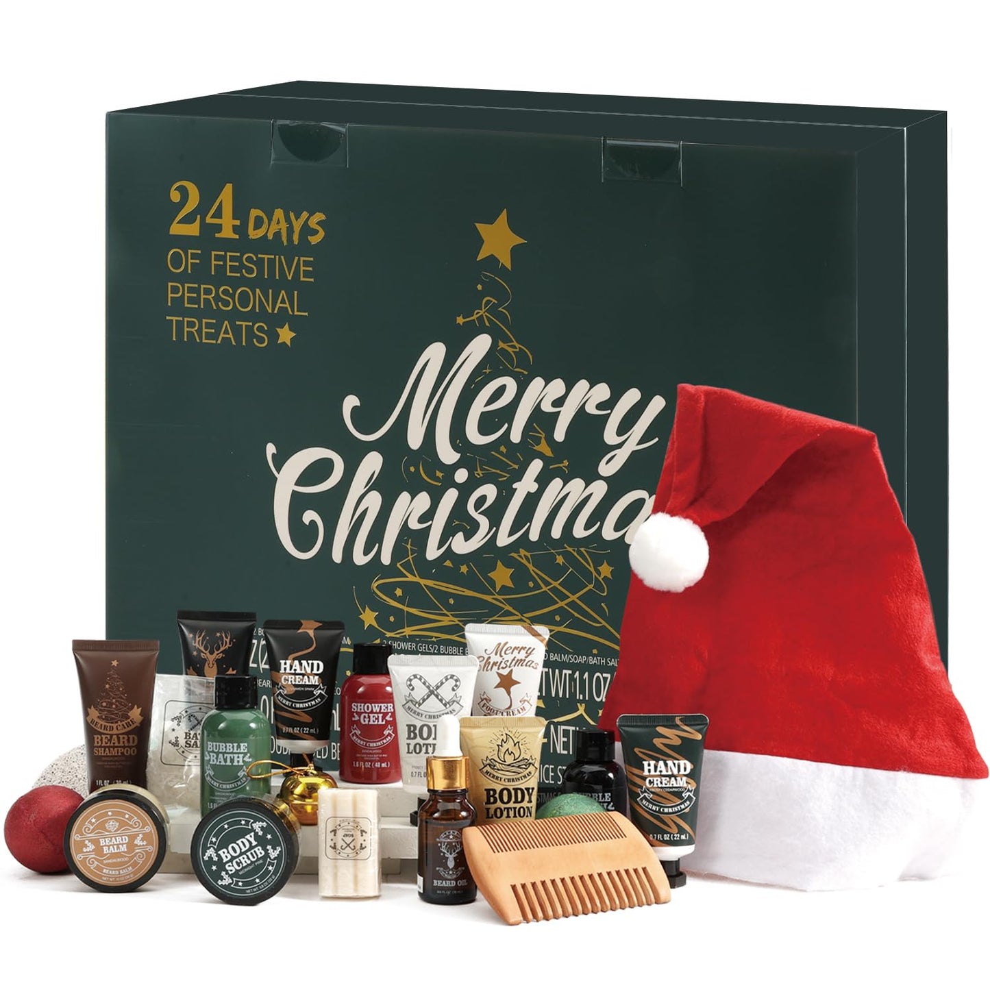 Rinse&Robust Mens Christmas Gifts 2025 Advent Calendar 24PCS Beauty Advent Calendar for Men Christmas Advent Calendars Holiday Gifts 24 Days Countdown Calendar Beard Care Grooming for Men