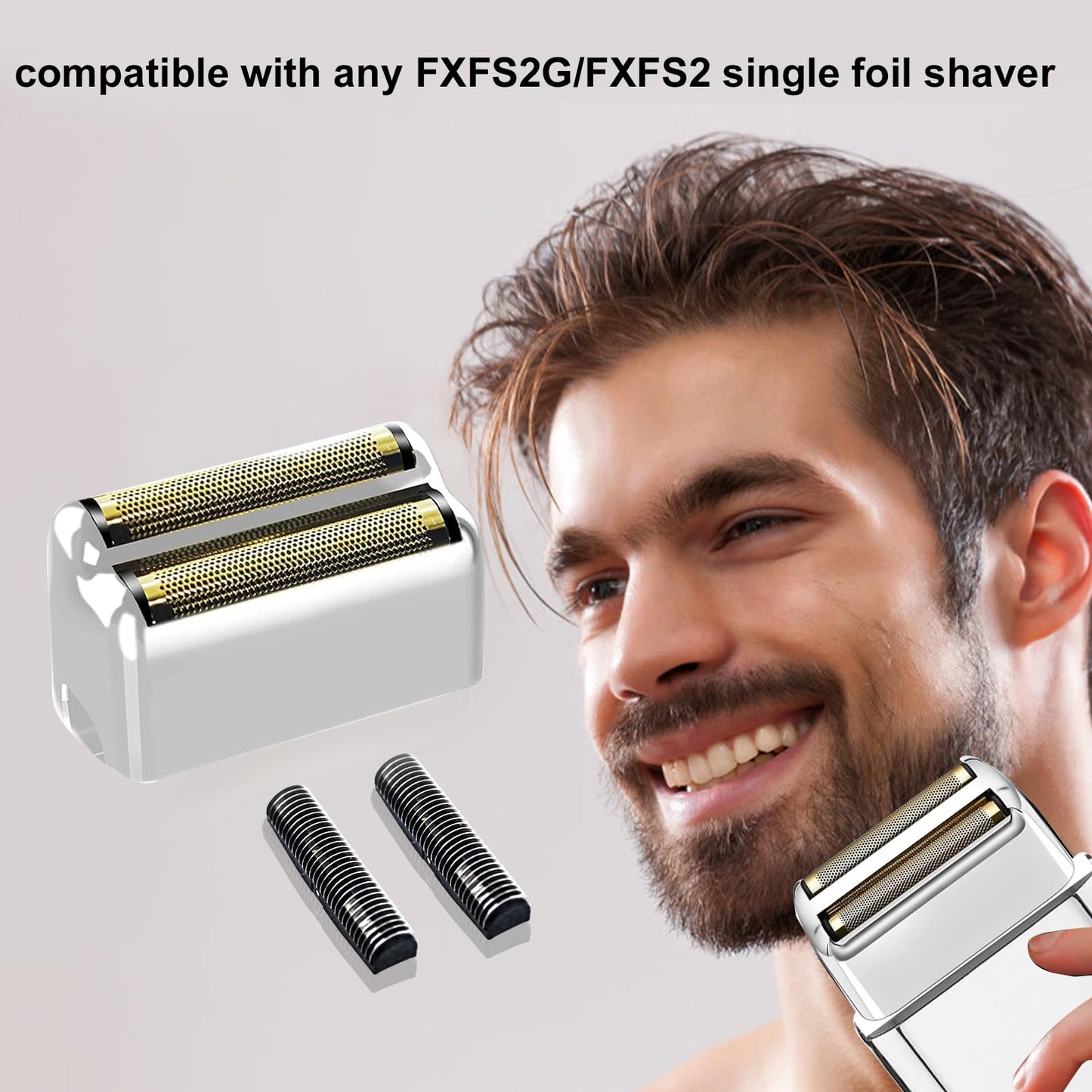 Silver Replacement blades Foil and Cutters Compatible with BaBylissPRO Barberology FXFS2 Shaver foil Replacement Heads(1 pack )