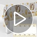 Happy 18th Birthday Tablecloth - White & Gold Glitter Design