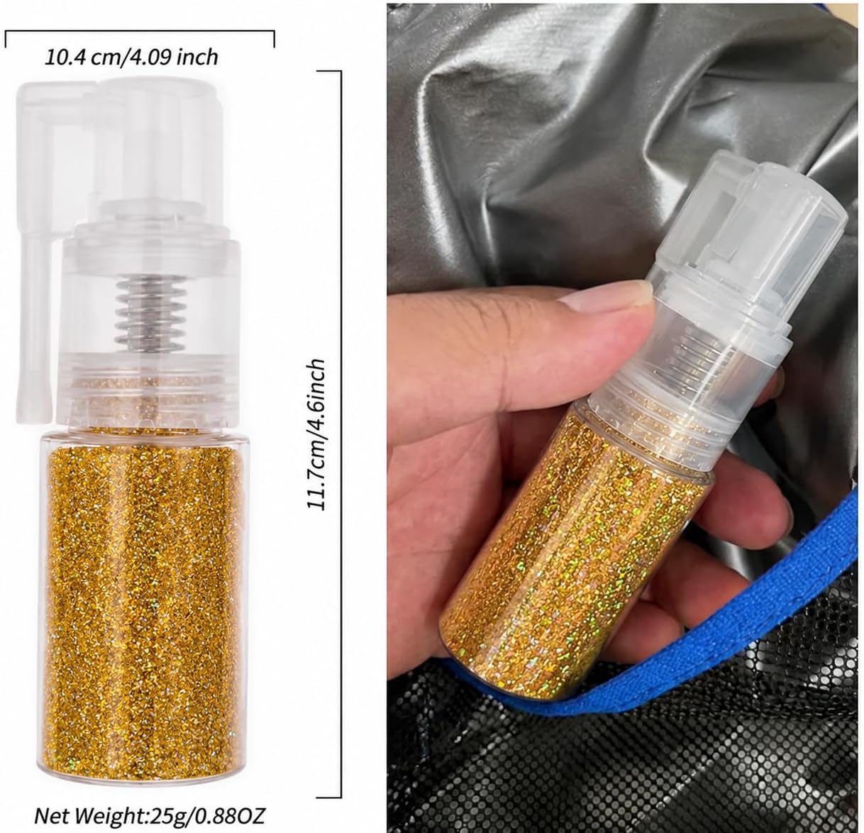 Gold Hair and Body Glitter Spray - Shiny Sparkle Glitter for Clothes & Hair | 25g/0.88oz
