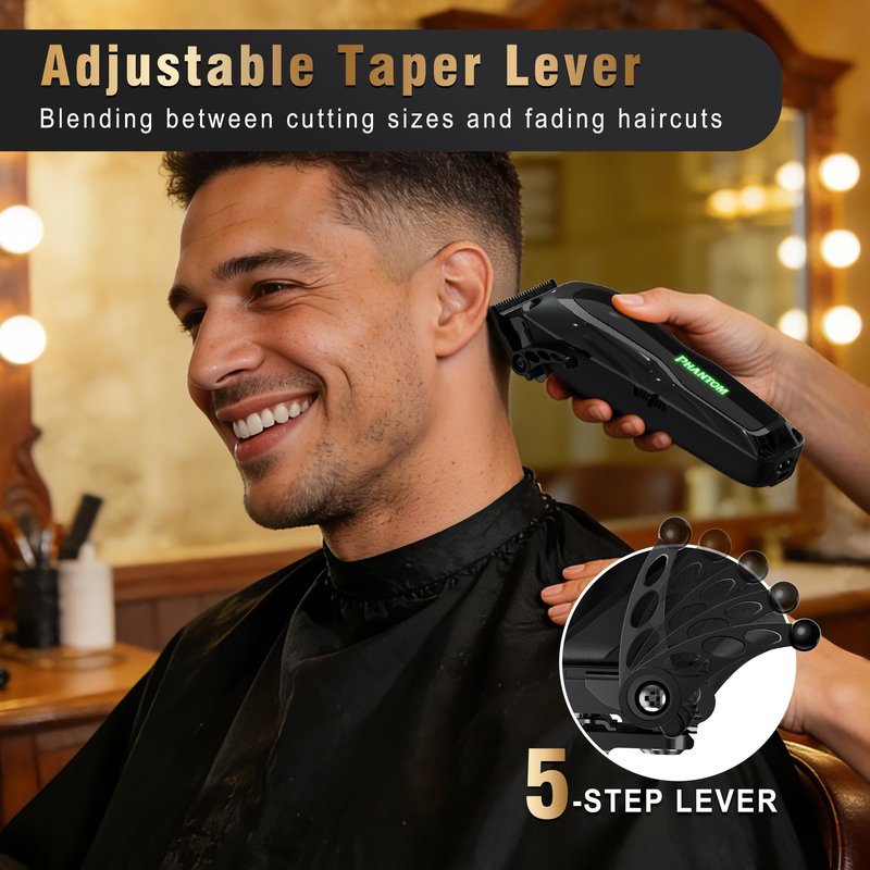 Phantom Professional Hair Clippers for Men, Cordless Barber Clippers & Trimmer Set with Magnetic Levitation Motor (Vector Motor), 13000 RPM DLC Blades, Zero-Gap Trimmer for Fades, Blends & Line Ups