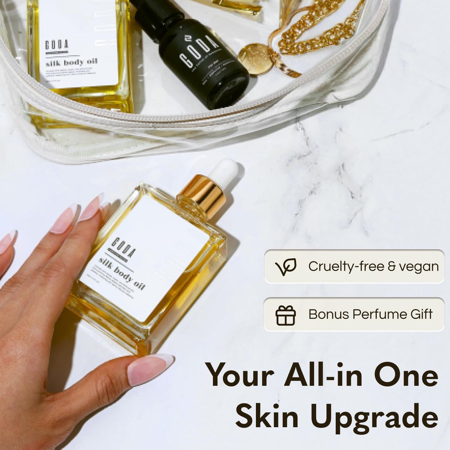 GODA Silk Body Oil for Women - Firming Anti-Aging Moisturizer | Hydrating Organic Formula for Crepey Skin