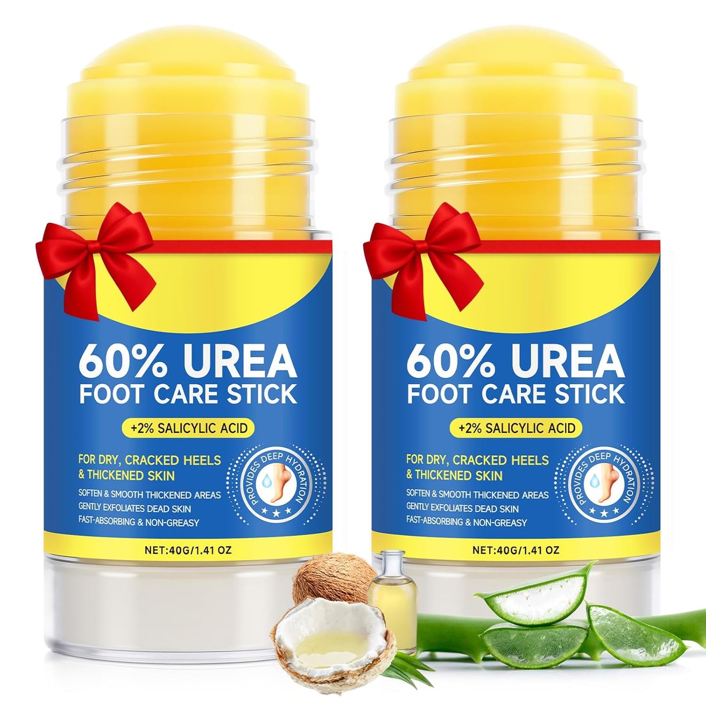 Urea Foot Care Stick - 60% Urea & 2% Salicylic Acid for Deep Hydration | Maximum Strength Moisturizer for Dry, Cracked Heels & Skin