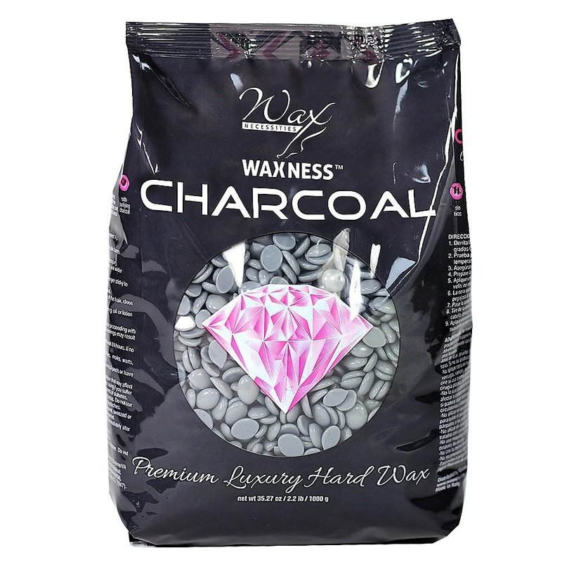 Waxness Charcoal Hard Wax Beads Bulk 22 lb (10 kg) – Premium Synthetic Rosin-Free Stripless Wax with Creamy Film Formula for Sensitive Areas, Salon Use – Made in Italy