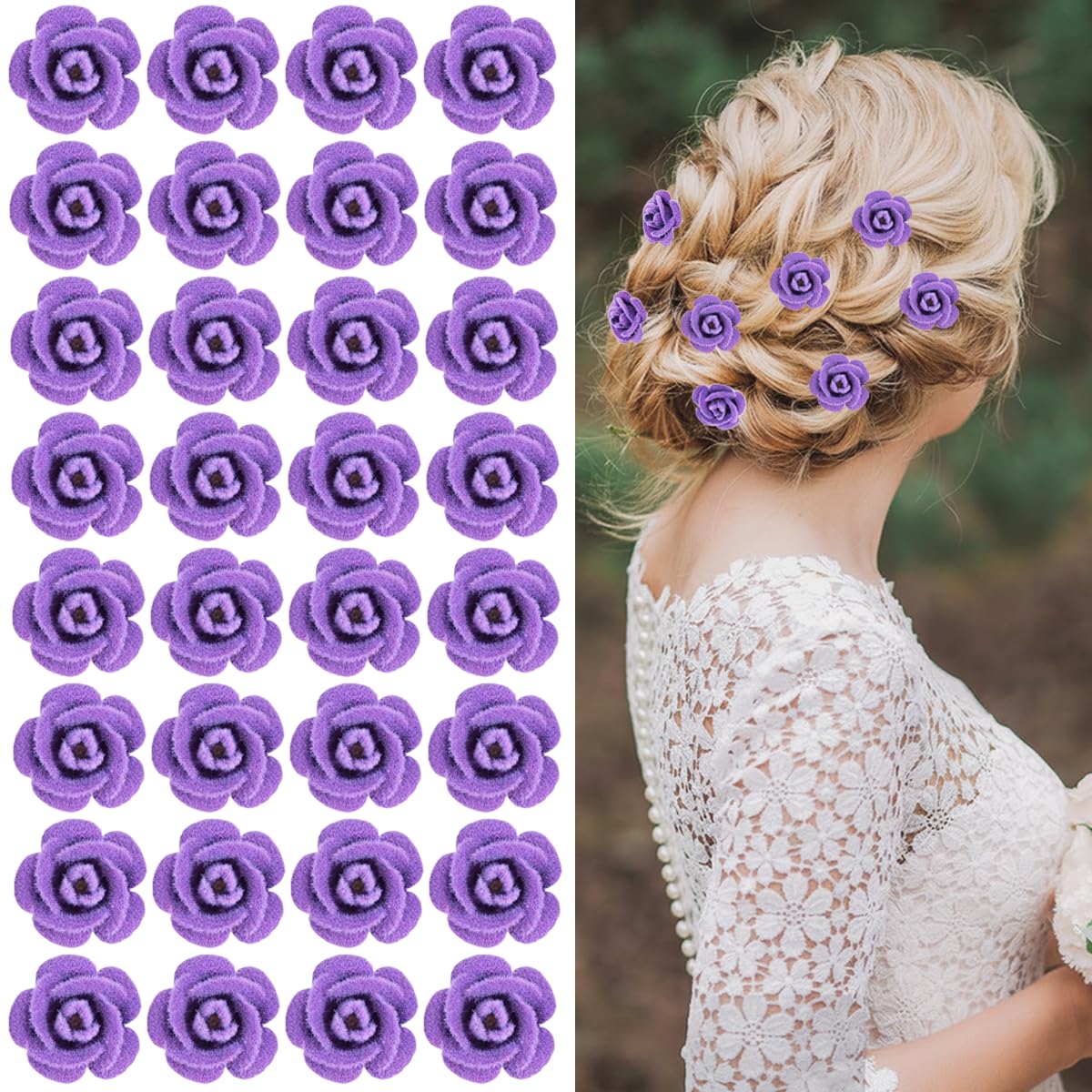 Mini Red Rose Flower Hair Clips - 40 Pcs Cute Floral Hairpins for Weddings, Valentine's Day & Summer