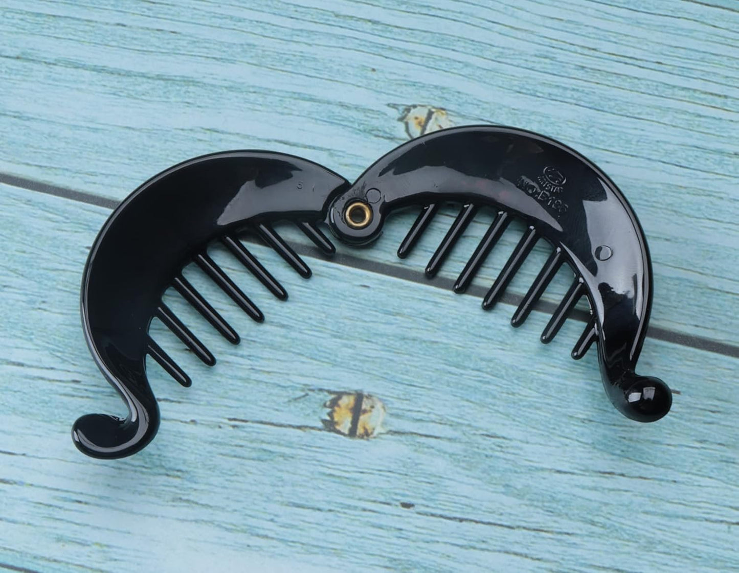 Sowaka 2 Pcs Banana Hair Clip Set - Fashionable Round Plastic Fishtail Grips for Thick Hair | Black & Brown
