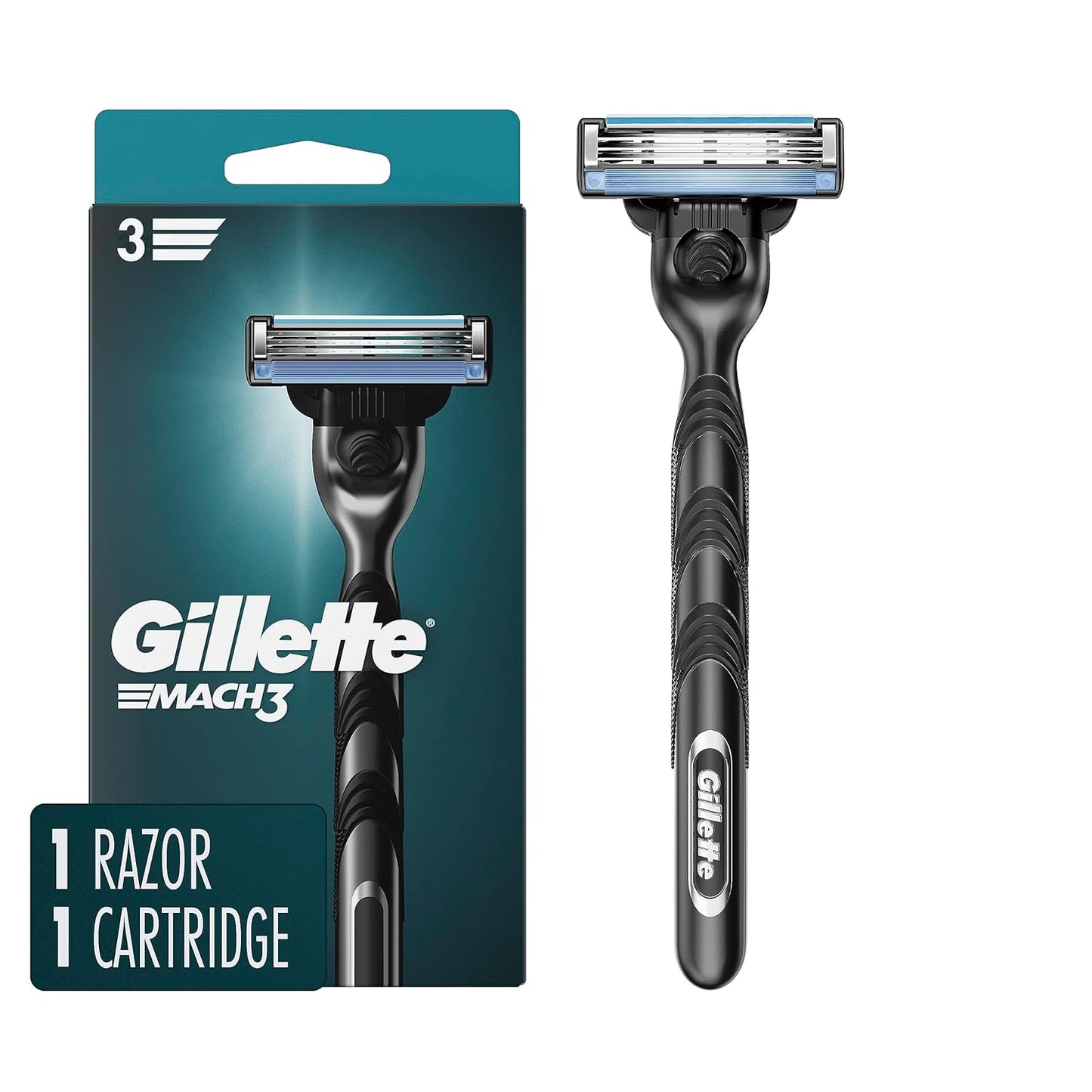 Gillette Mach3 Shaving Razor for Men - 3-Blade Handle & 10 Blade Refills | Smooth Grooming Experience