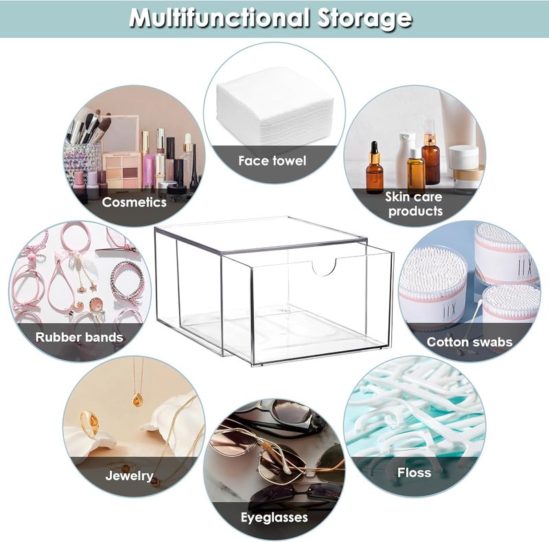 Clear Plastic Face Towel Holder - Bathroom Vanity Organizer with Drawer Storage | Compatible with Clean Skin Club Towels