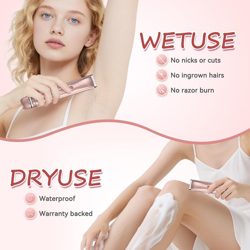 Bikini Trimmer for Women, Painless Dual Head Shaver for Sensitive Skin