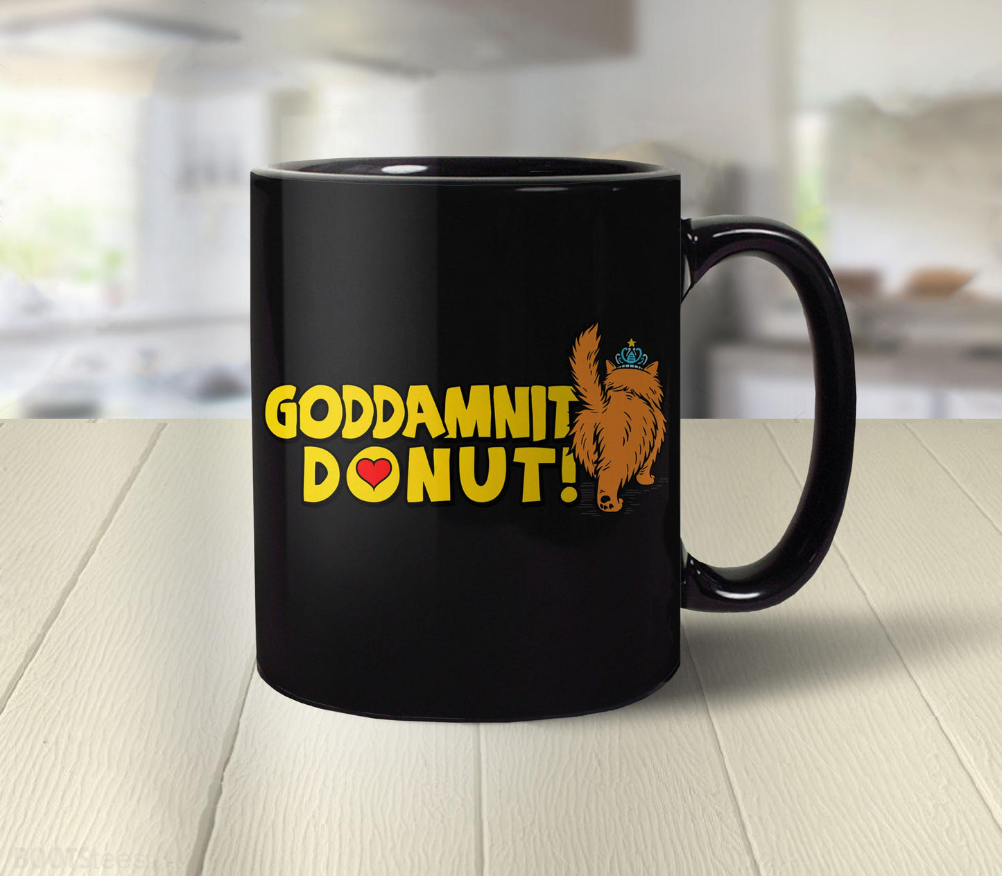 BootsTees Goddamnit Donut Mug with Dungeon Crawler Carl Princess Donut Quote, 11oz Black Ceramic Coffee Cup with Funny Saying and Book Graphic