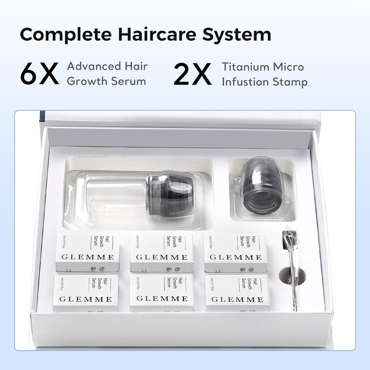 Micro Infusion System - Titanium Microneedle Derma Stamp with Biotin Peptides Serum | 0.25mm Scalp Treatment for Thicker Hair