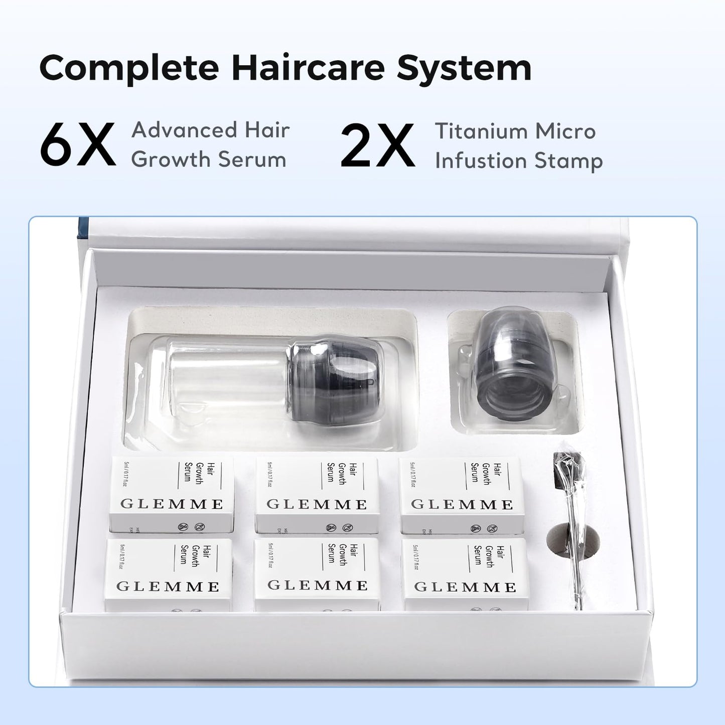 Micro Infusion System for Hair Scalp Care, Titanium Microneedle Derma Stamp with Biotin Peptides Serum, 0.25mm Cosmetic Stamp At-Home Scalp Treatment for Fuller, Thicker-Looking Hair