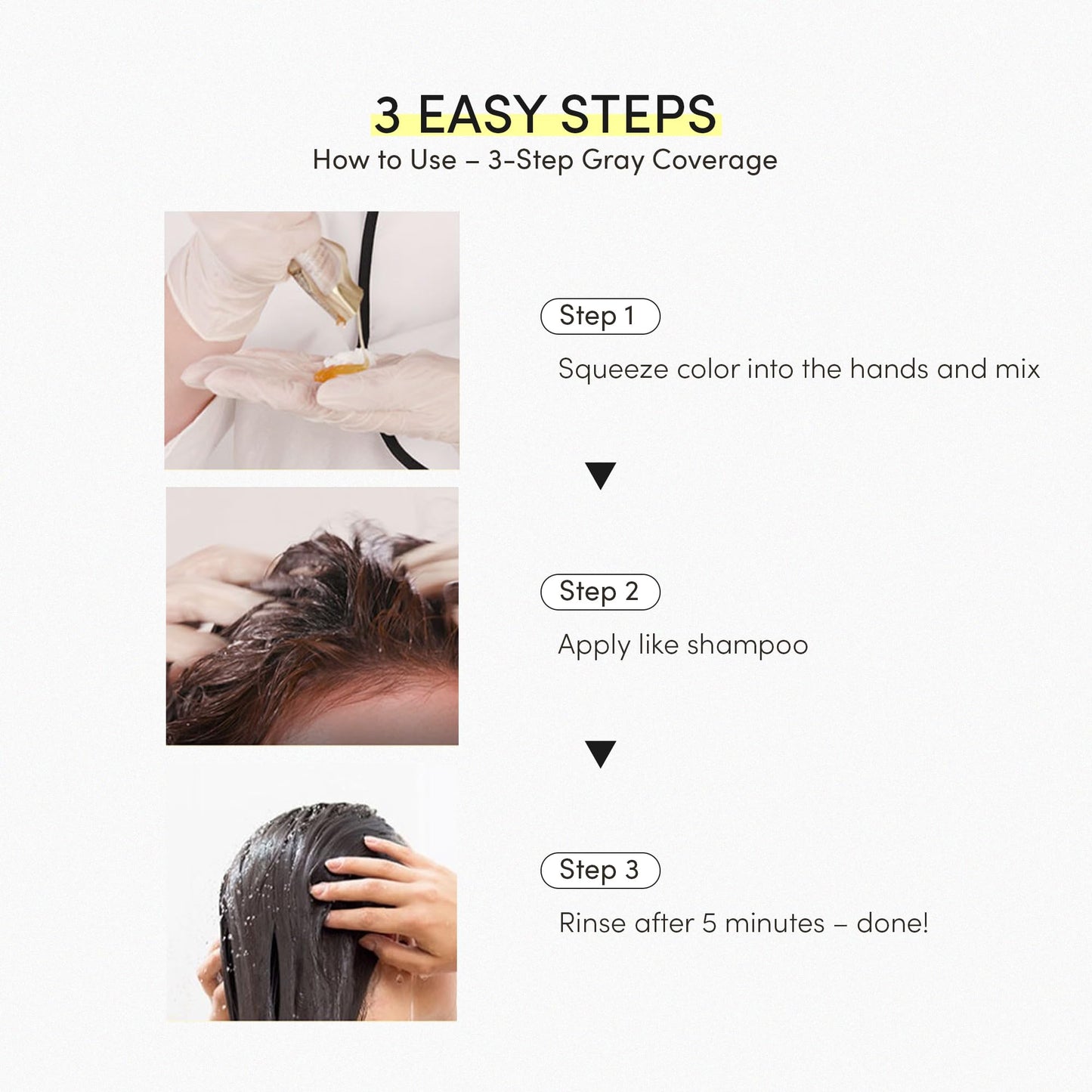 HAARAZ Instant Hair Dye Shampoo Ampoule, Permanent Hair Color Dye - Paraben-Free, 5-Minute Easy and Fast Coloring, for Gray Hair Coverage with Keratin & Collagen, Made in Korea (Natural Brown)