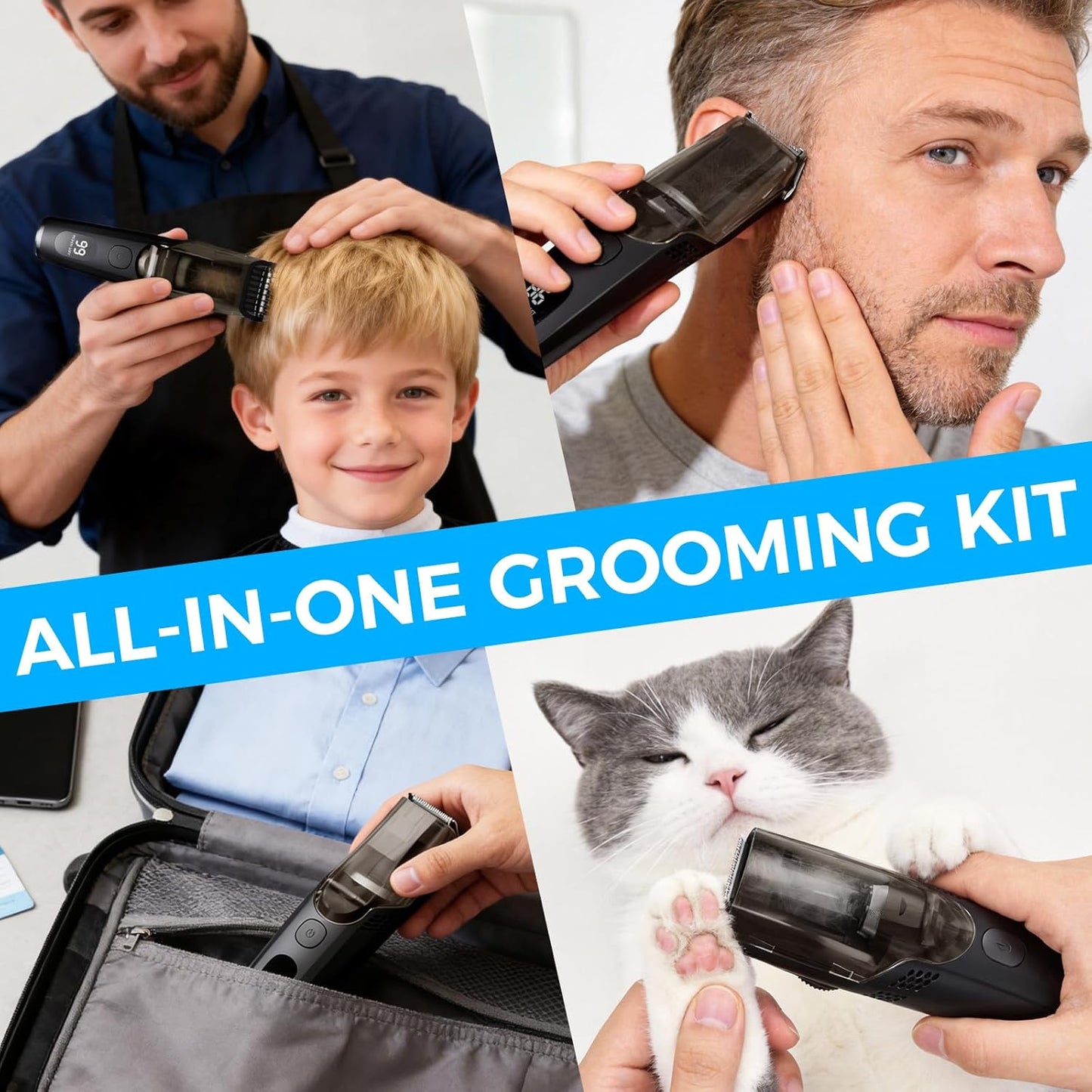 Vinid Hair Clipper - Professional Haircut Kit with Vacuum Suction & LCD Display | 20 Length Settings, IPX6 Washable
