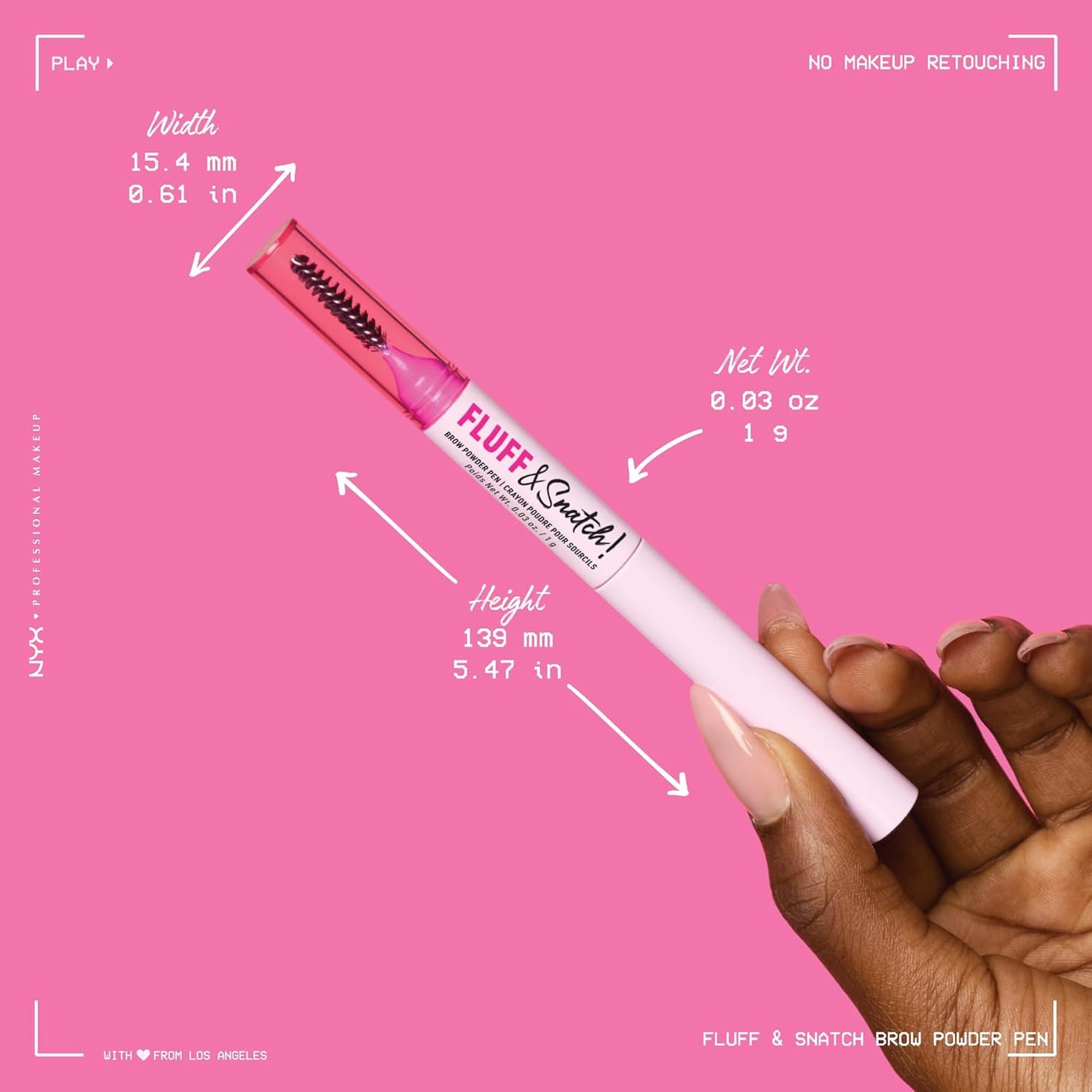 NYX Fluff & Snatch Brow Powder Pen - Cream to Powder Eyebrow Pen for Soft, Defined Brows | Smudge-Resistant, Auburn