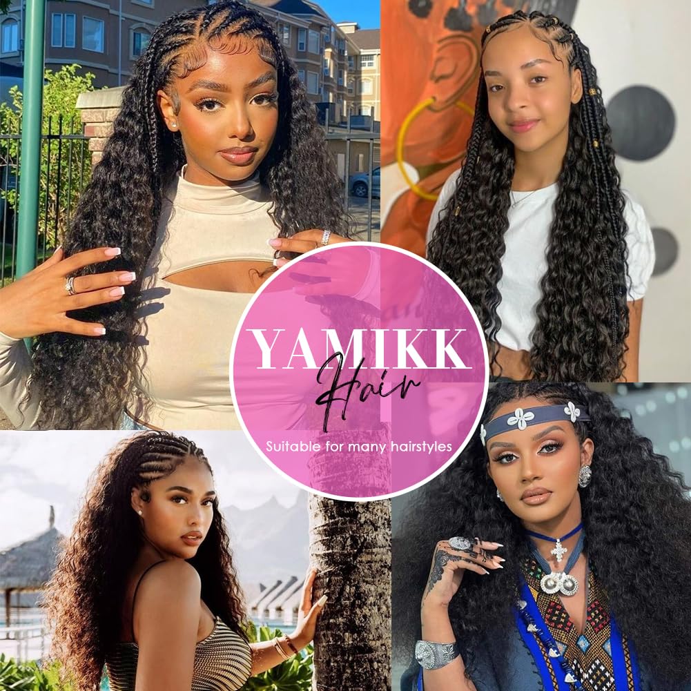 Deep Wave Bulk Human Hair for Braiding 1 Bundle 80g Brazilian Virgin Curly Human Hair Extensions for Boho Braids Wet and Wavy Braiding Hair No Weft (Natural Black Color, 18 Inch-80g)