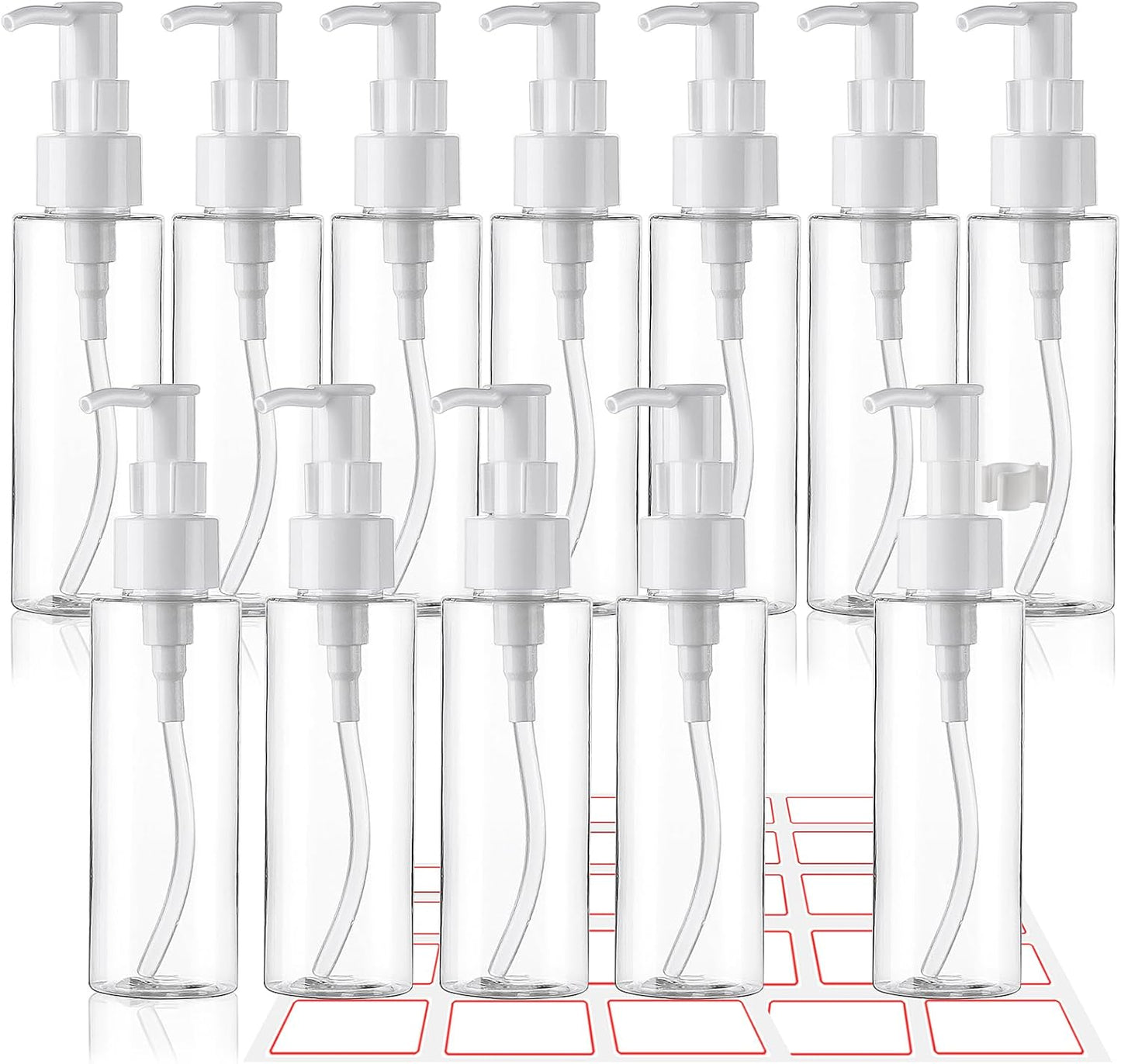 Empty Plastic Pump Bottles - TSA Approved 3.4oz Refillable Dispenser | 4 Pack Clear Lotion Containers for Shampoo & Cleansing Oil