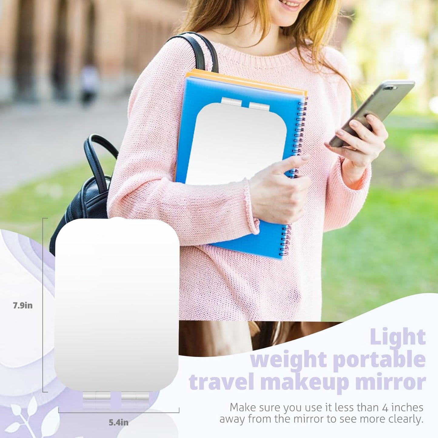 Travel Makeup Mirror - USB-Rechargeable Vanity Mirror with 3 Adjustable Light Settings | Perfect Gift for Women and Girls