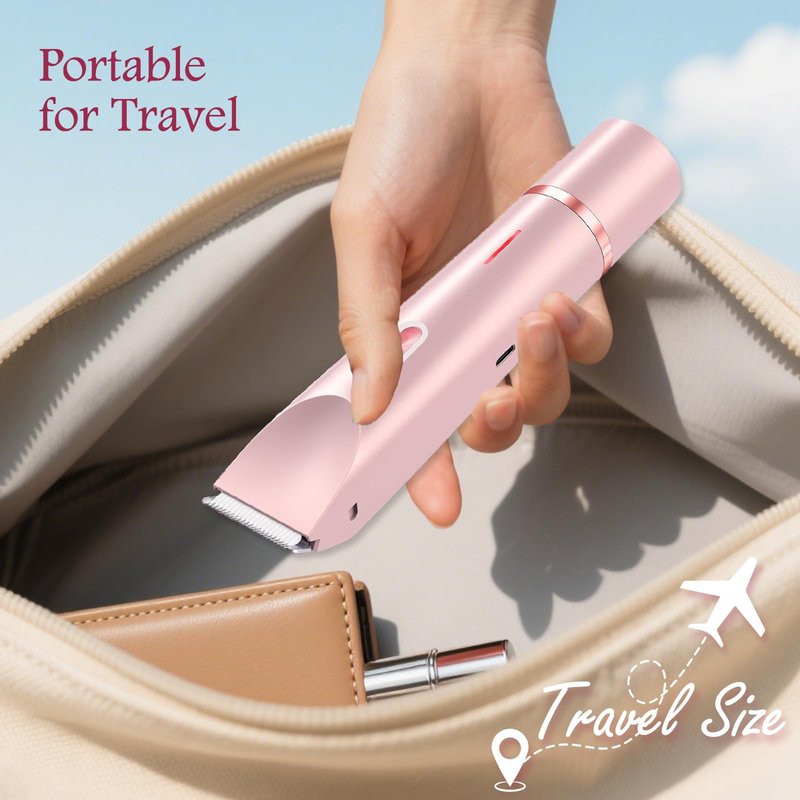 Bikini Trimmer for Women, 2 in 1 Dual Head Womens Electric Shaver, IPX7 Waterproof Electric Razors for Women Pubic Hair, Painless Hair Removal for Face, Body & Intimate Areas (Pink)