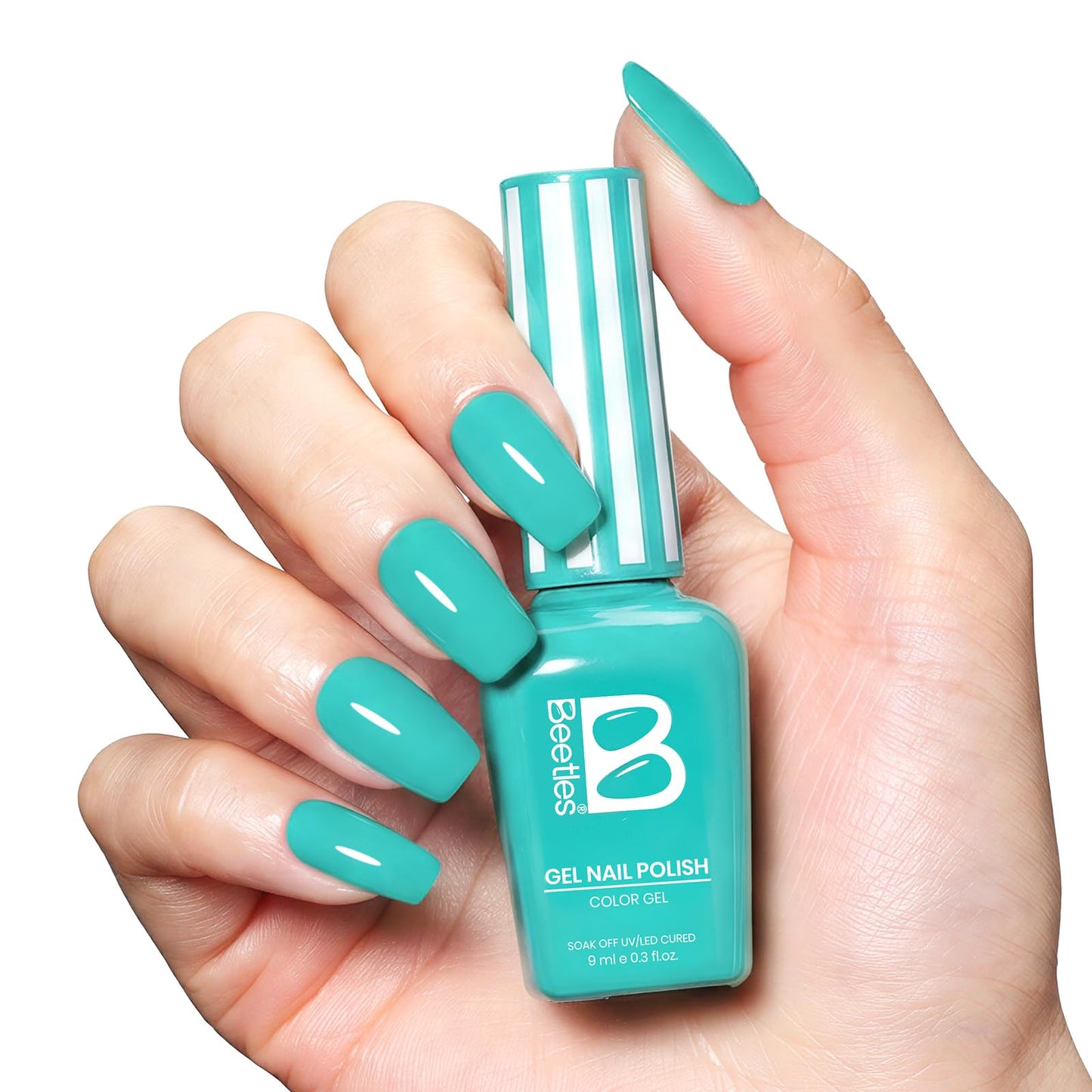 Beetles Teal Gel Polish - Beetles Summer Voyage Ocean Shade Summer Nails Art, Neon Teal Gel Nail Polish, Same Color Bottle, Soak Off UV Lamp Neon Nails Art, Long-Lasting Manicure Salon DIY for Holiday