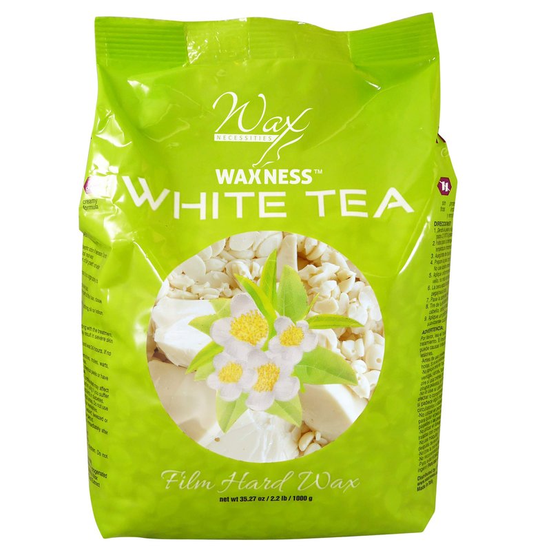 Waxness Film Hard Wax Beads White Tea Cream 2.2 lb (1 kg) – Stripless Professional Hard Wax with White Tea Scent for Face & Body, Smooth Application – Made in Italy