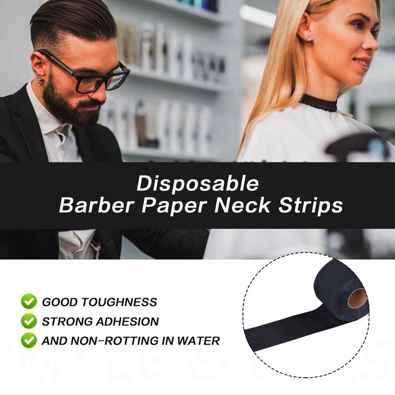 Pack of 2 Disposable Barber Neck Strips Professional Stretchy Paper Neck Band Protector Hairdressing Accessory Tool for Hair Cutting Salon Barbershop Supplies (Black)