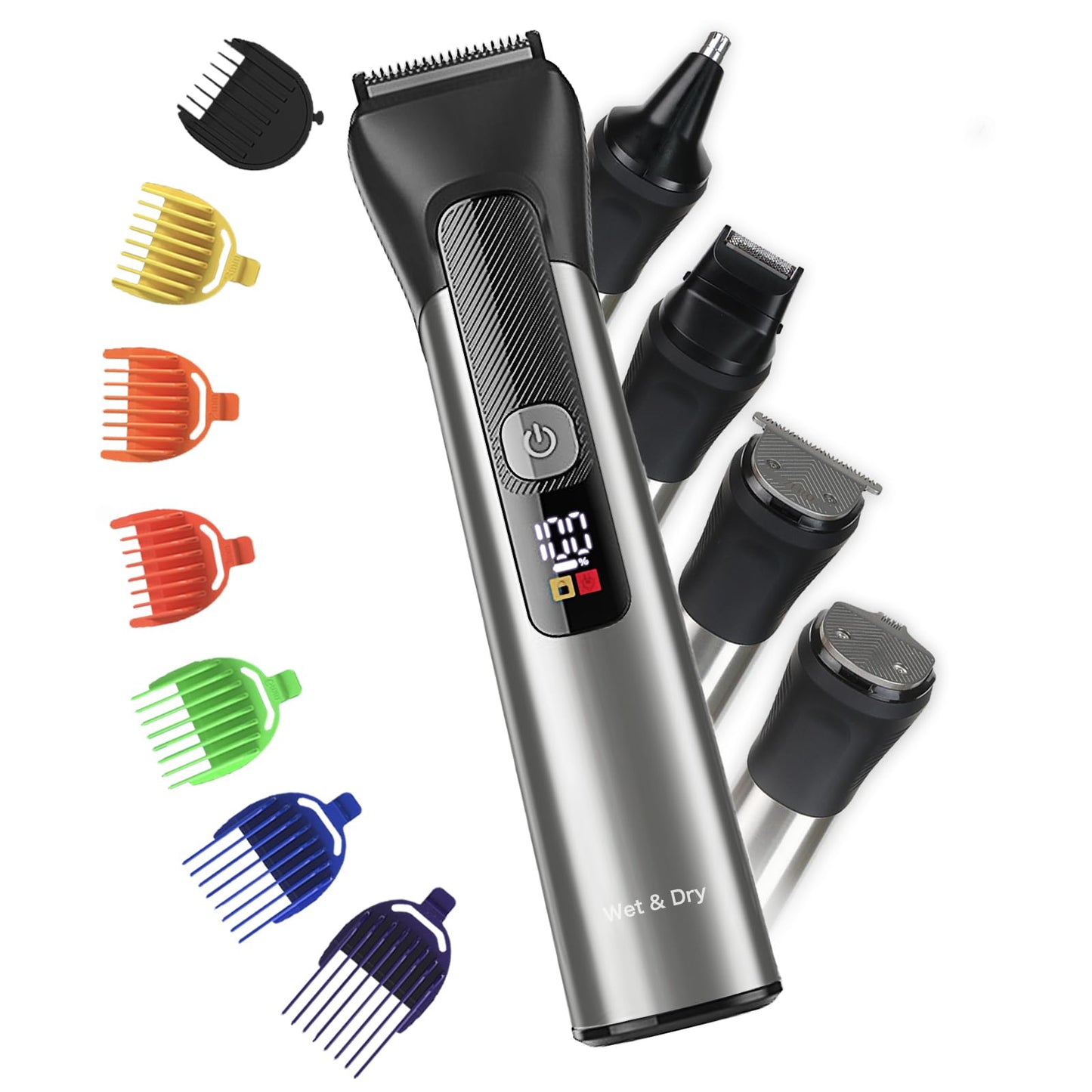 Beard Trimmer for Men โ Stainless Steel Electric Razor & Shaver, Cordless Hair Clippers Grooming Kit, IPX7 Waterproof Nose Ear Face Body Trimmer, USB-C Rechargeable with Travel Lock, Gifts for Men
