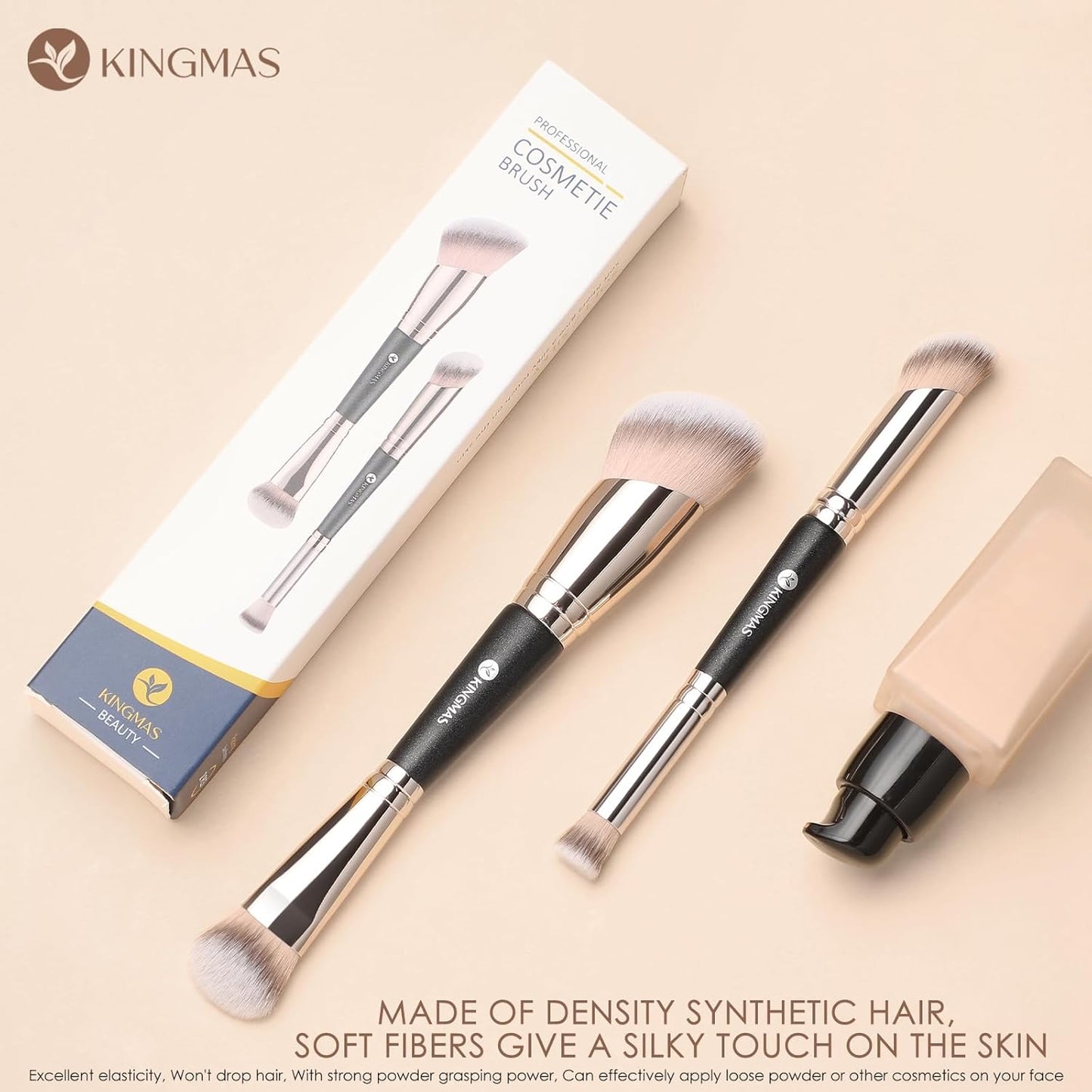 Foundation Concealer Brushes Set - 2PCS Dual Ended Makeup Brushes for Powder & Liquid Contouring | Blending & Bronzing