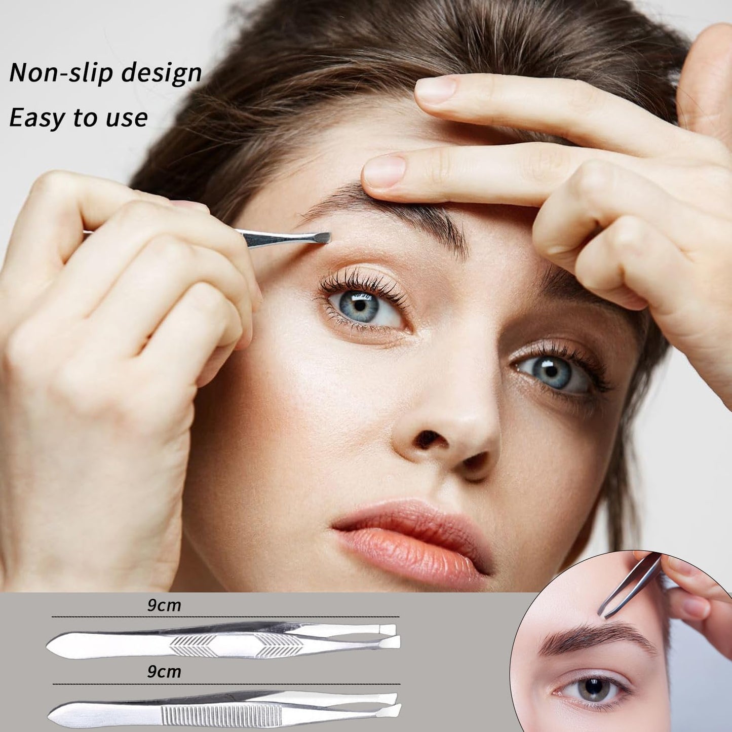 Tweezers for Women Facial Hair,High Precision Stainless Steel Tweezerman Tweezers for Eyebrows Facial Hair, Splinter and Ingrown Hair Removal,2 Count