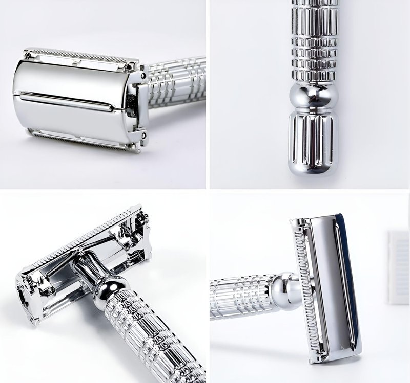 Double Edge Safety Razor for Men and Women - Butterfly Open Shaving Razor with 10 Stainless Steel Blades, Precision Shaving, Durable, Eco-Friendly 12-Piece Kit
