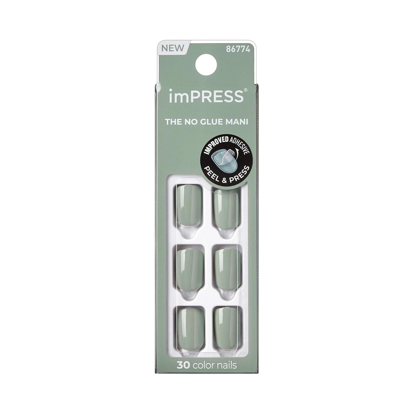Impress No Glue Press-On Nails - Baby Why So Blue, Short Squoval Shape | 30 Nails, Prep Pad & Accessories