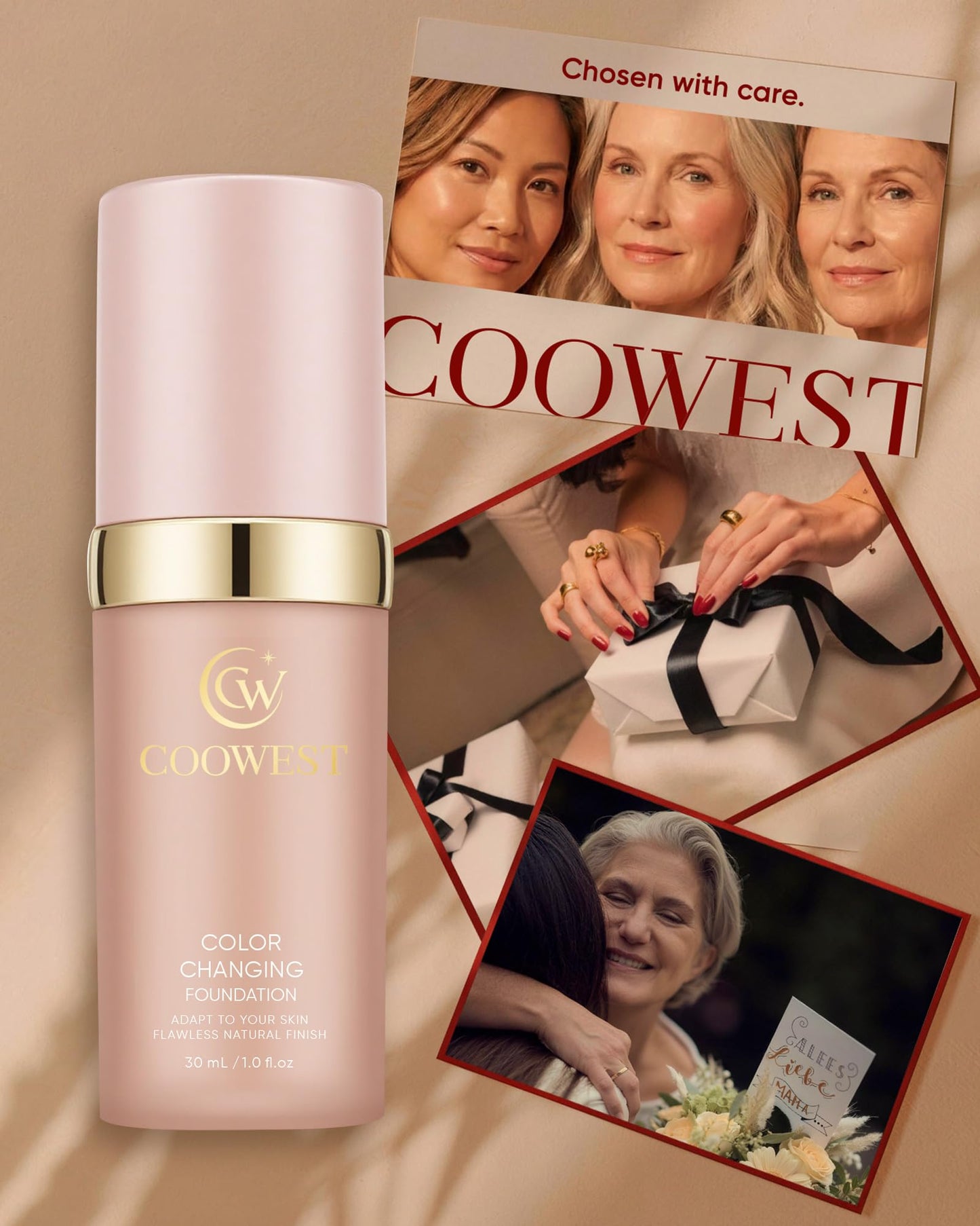 COOWEST Color Changing Foundation for Mature Skin, 4-in-1 Light to Medium Shade-Adapting Skin Tint, Lightweight Hydrating Coverage Liquid Foundation Makeup, Smooth & Blur Finish, 30ml