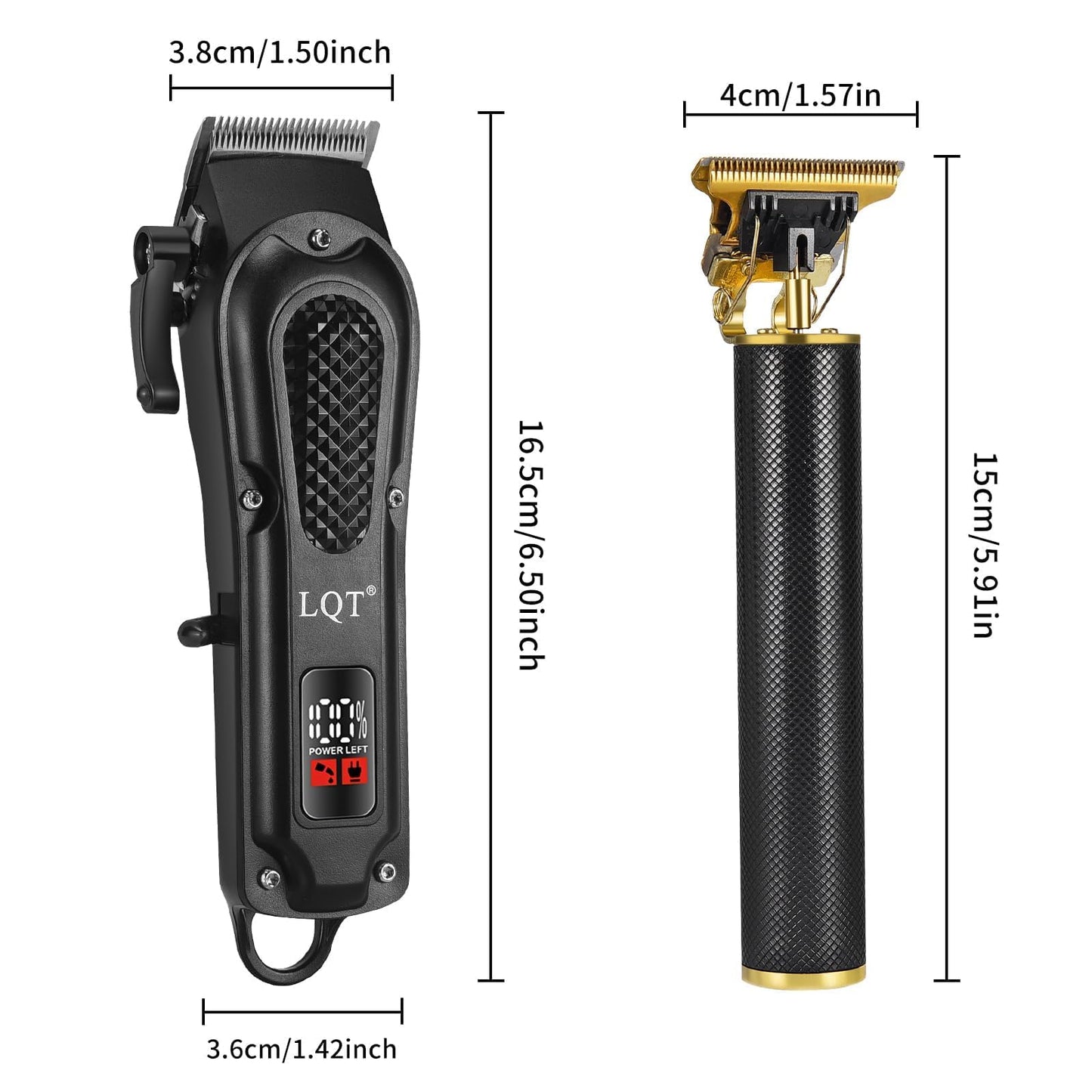 LQT® Men's Professional Hair Clippers Kit,Cordless & Corded Barber Clippers Set,Grooming Rechargeable Beard Trimmer with Adjustable Blade Black