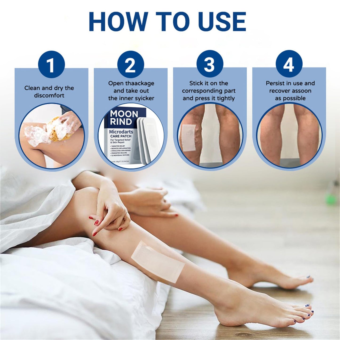 Moon Rind VeinTarget Microdarts Patch, Professional Varicose Veins Treatment for Legs Patches, Moon Rind Vein Patches, Ease blood Circulation,Natural Ingredients Leg Treatment for All Skin Types (3PC)