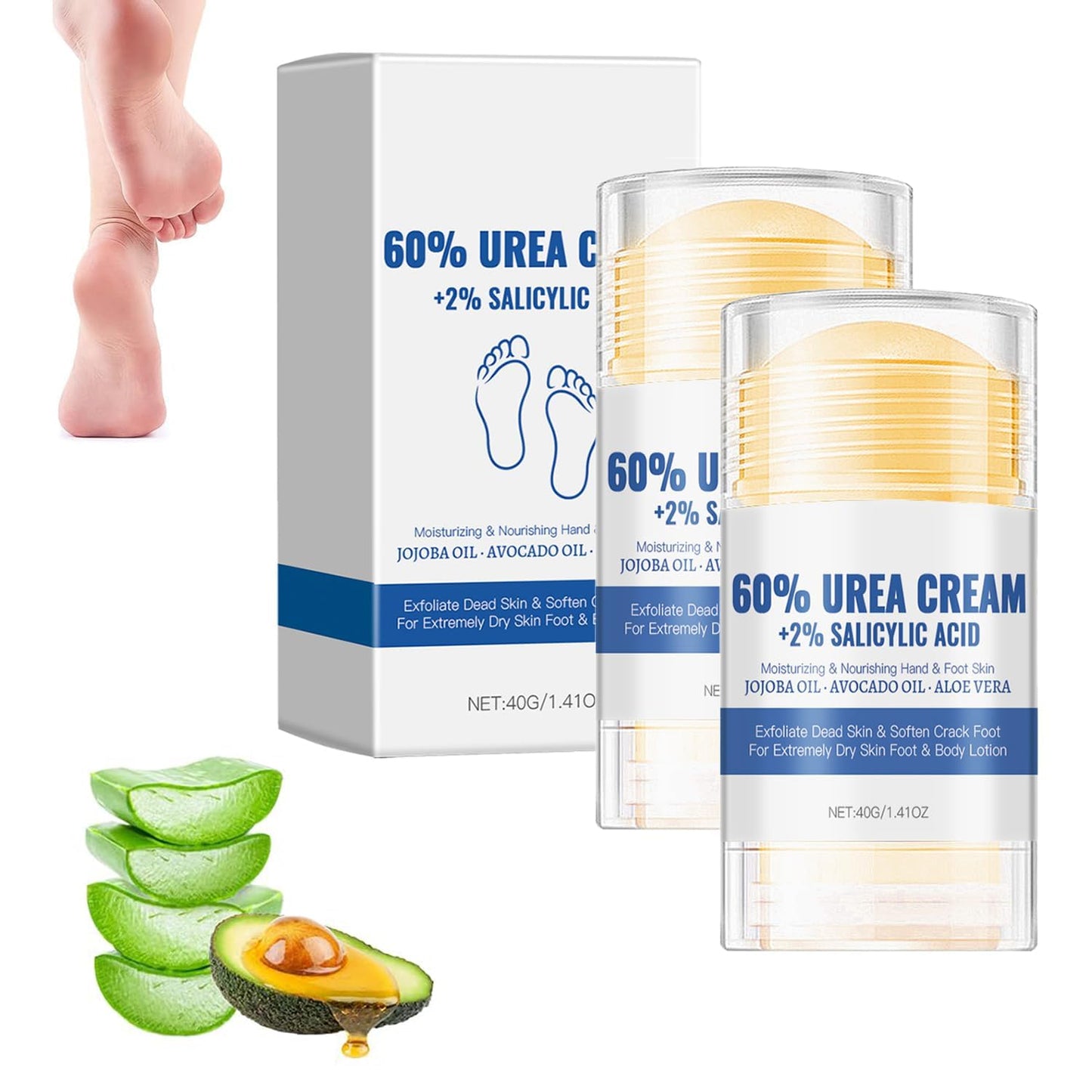 Urea Foot Cream - 60% Hydrating Formula for Cracked Feet | Moisturizing & Repairing 1 oz