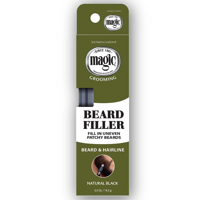 SoftSheen-Carson Magic Grooming Beard Filler Pencil Brush for Men, Waterproof, Fill in Patchy Beard & Cover Greys, Natural Black Shade, Black, 0.05 Fl Oz