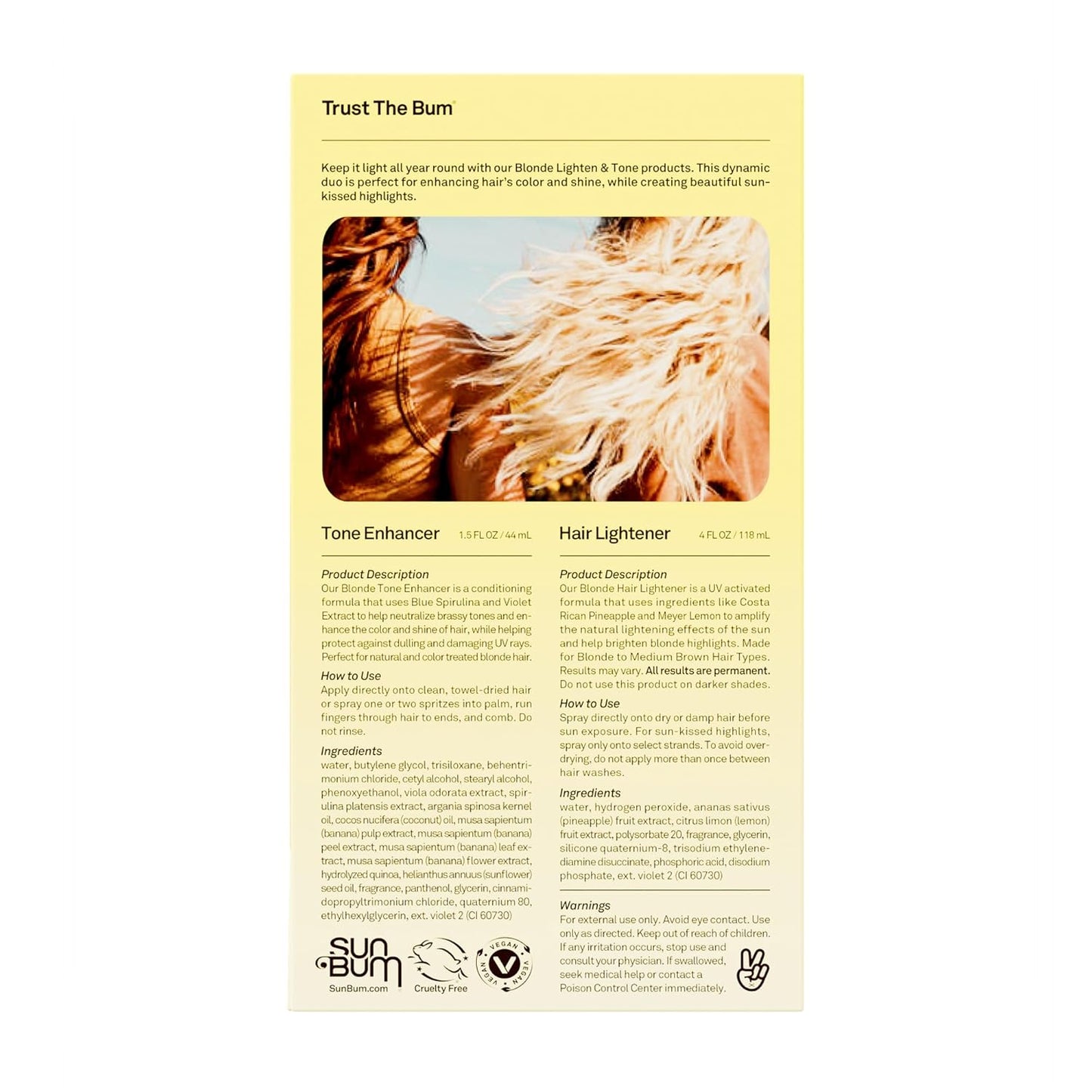 Sun Bum Lighten and Tone Travel Kit - Blonde Hair Lightener & Tone Enhancer | UV Protection, Vegan (4 oz, 1.5 fl oz)