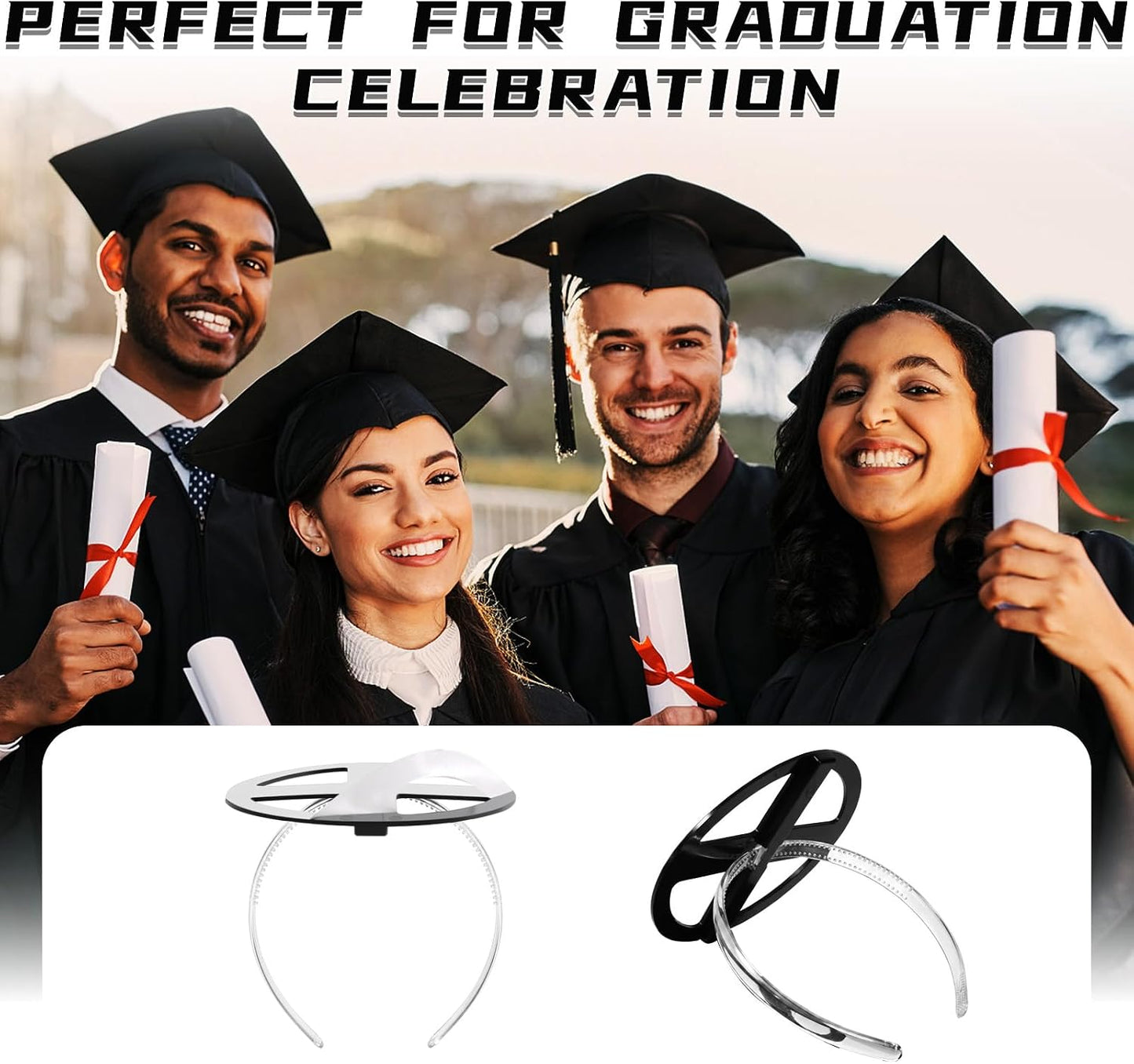 Clear Graduation Cap Headband Insert - Anti-Fall Hat Band Holder for Graduates | Secure Fit Hairband