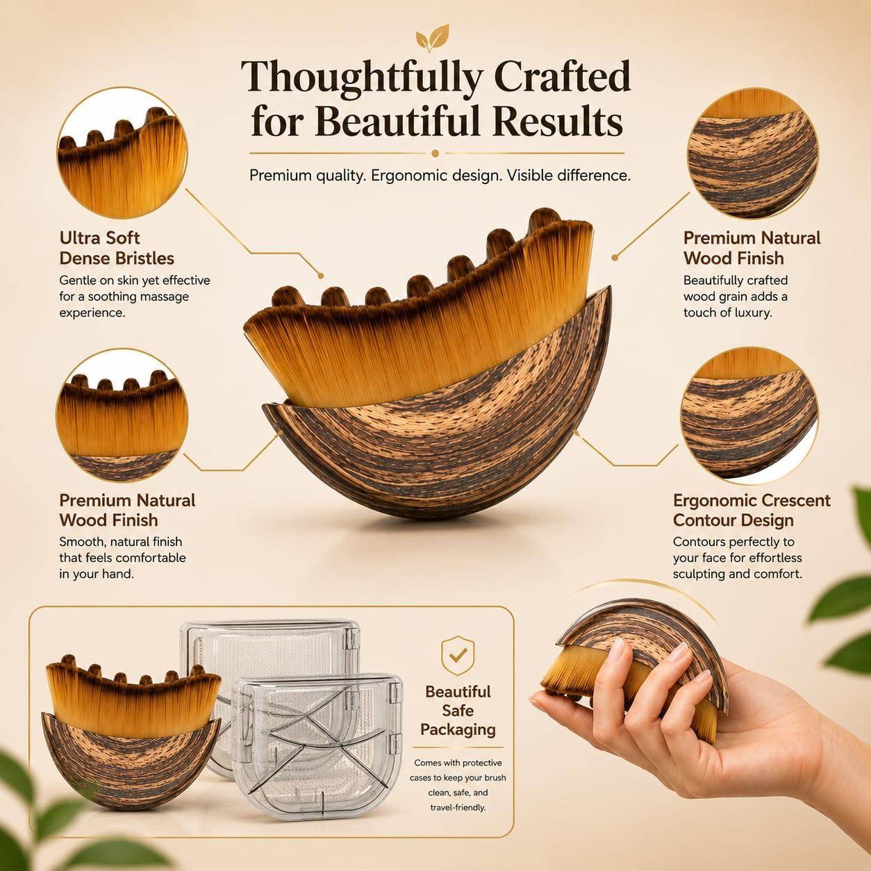 Lymphatic Contour Face Brush Set - Wooden Sculpting Tool for Dry Skin | 2 Pack for Jawline Toning & Facial Definition