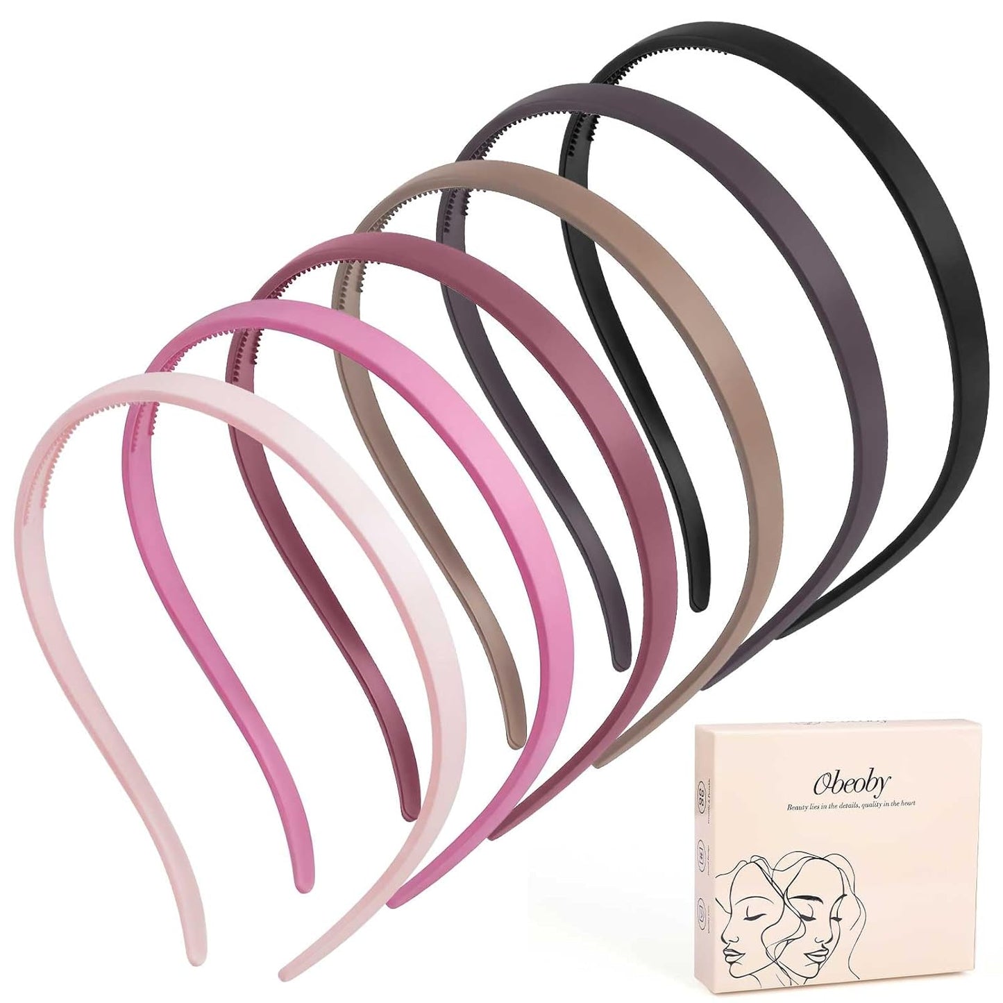 6-Pack No Pressure Headbands for Glasses Wearers | Square Sunglass Hairbands with Teeth, Non-Slip - Brown Series