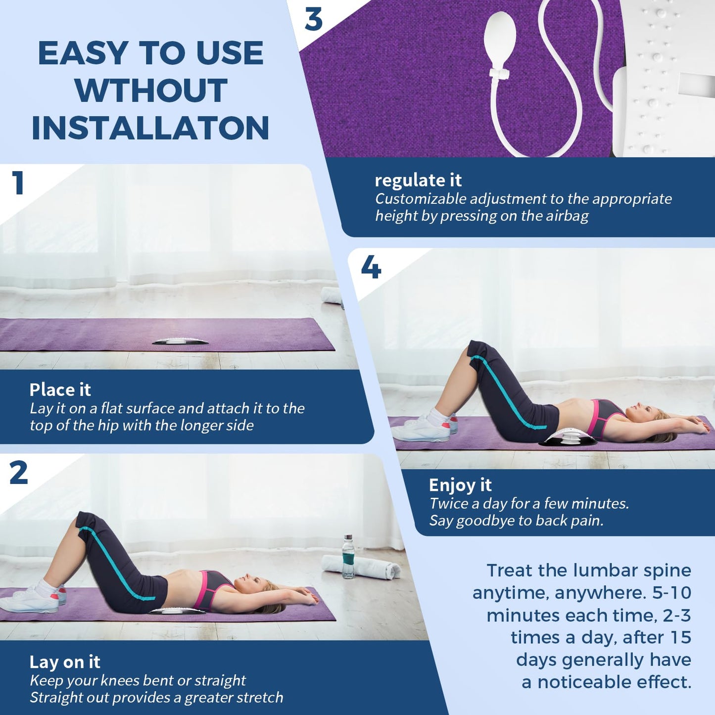 Back Stretcher for Lower Back Pain Relief,Adjustable Inversion Lumbar Traction Device,Lumbar Support Board for Spinal Decompression and Scoliosis,Sciatic Nerve Release Tool,Back Cracker Board