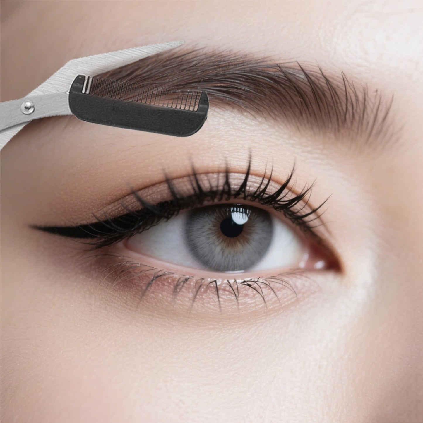 Eyebrow Trimmer Scissor for Women Men, 2025 New 2 in 1 Professional Eyebrow Scissors with Comb, Eyebrow Cutter Hair Removal Eyebrow Scissors Makeup Tool (Pink)