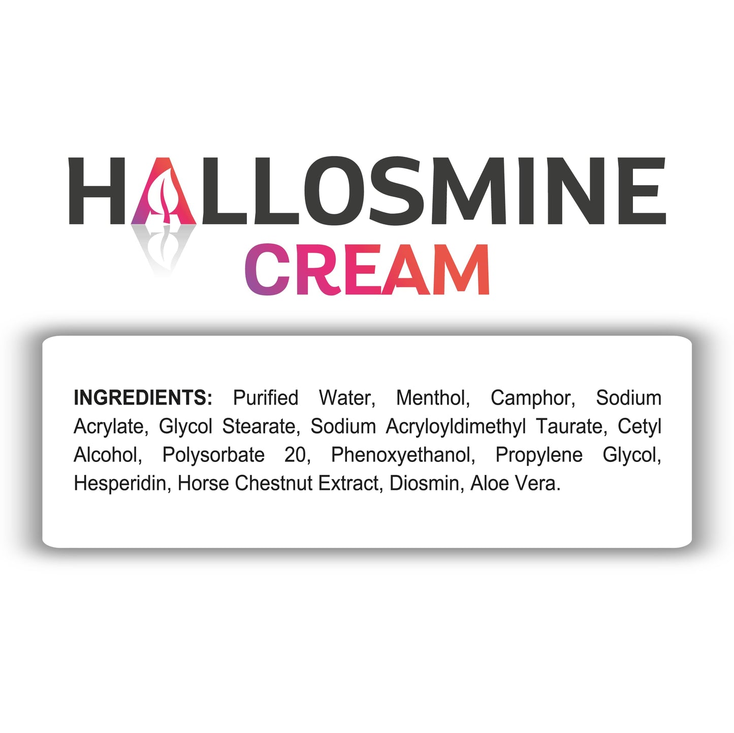 Hallusa Natural Hallosmine Leg Cream with Diosmin, Hesperidin, Horse Chestnut, Menthol & Aloe Vera | Daily Leg Comfort for Visible Veins, Swelling and Heavy Legs, 4oz (112g)