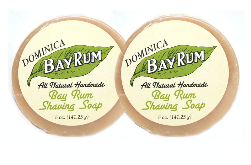 Dominica Bay Rum Handcrafted Shaving Soap Oval Two Pack - the classic scent of Bay Rum in a hard shaving soap