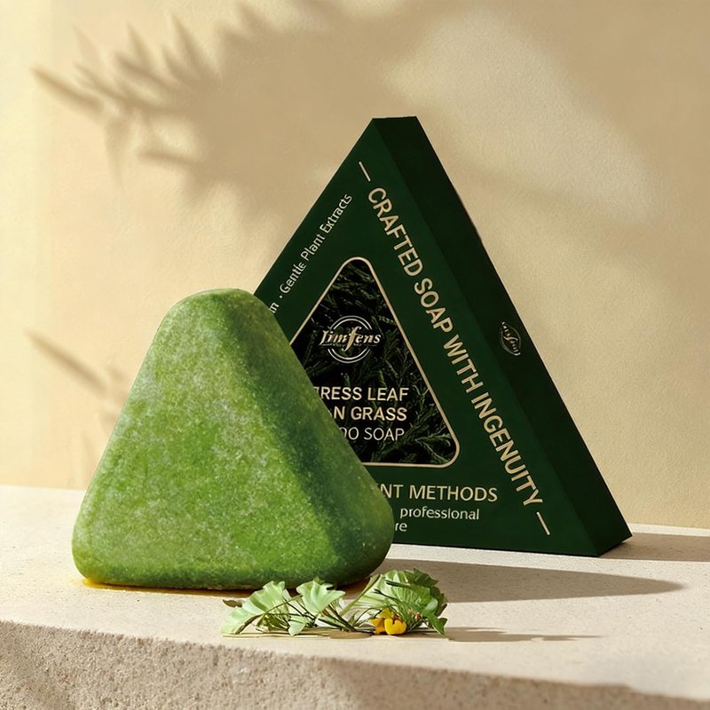 Nature Triangle Shampoo Bar - 2-Pack Natural Green Soap for All Hair Types | Strengthens & Smooths Hair