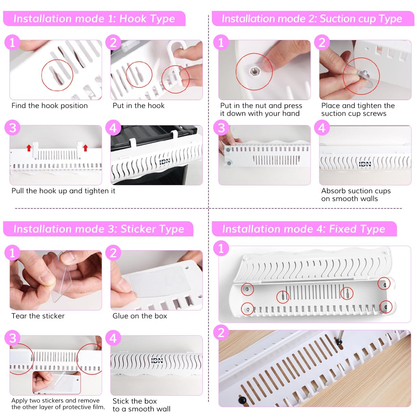 IDN BEAUTY Hair Extension Holder Stand for Styling, 4 Installation Modes With Tool, Hair Extension Holder Designed to Securely Hold Your Extensions for Washing, Styling, Packing and Storing