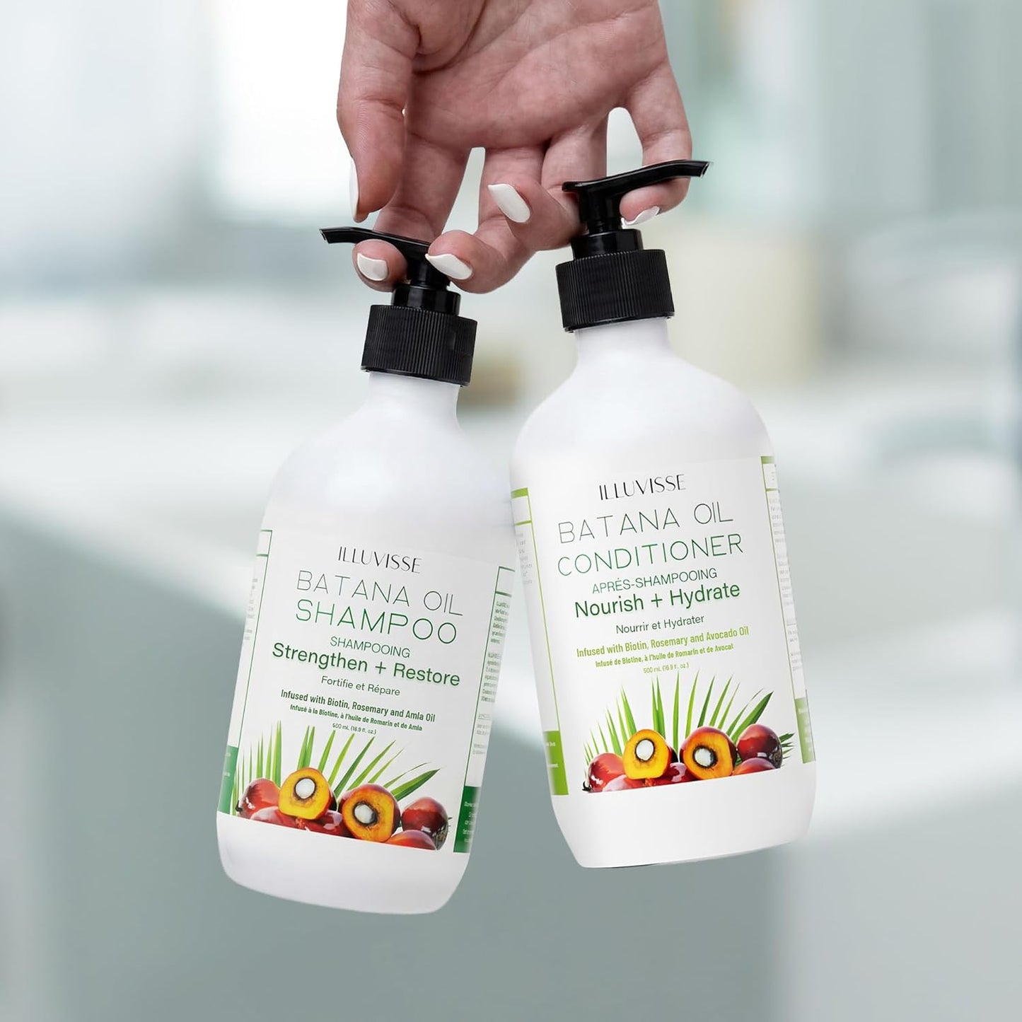 Organic Batana Oil Shampoo & Conditioner Set - Hair Growth & Thickening Formula with Rosemary, Tea Tree Oil & Biotin | 500ml Each