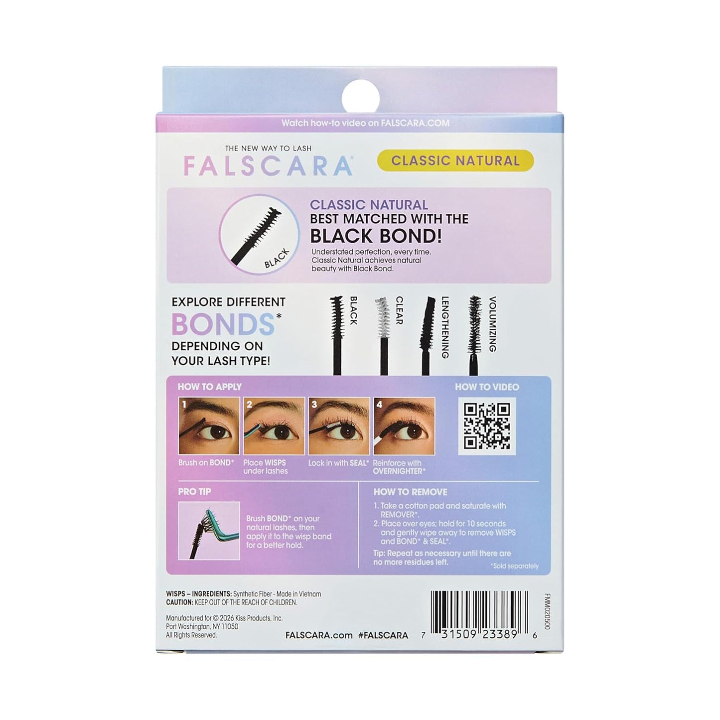 Falscara False Eyelashes - Classic Natural Lash Clusters, 8mm-16mm | 50 Reusable Wisps, Contact Lens Friendly