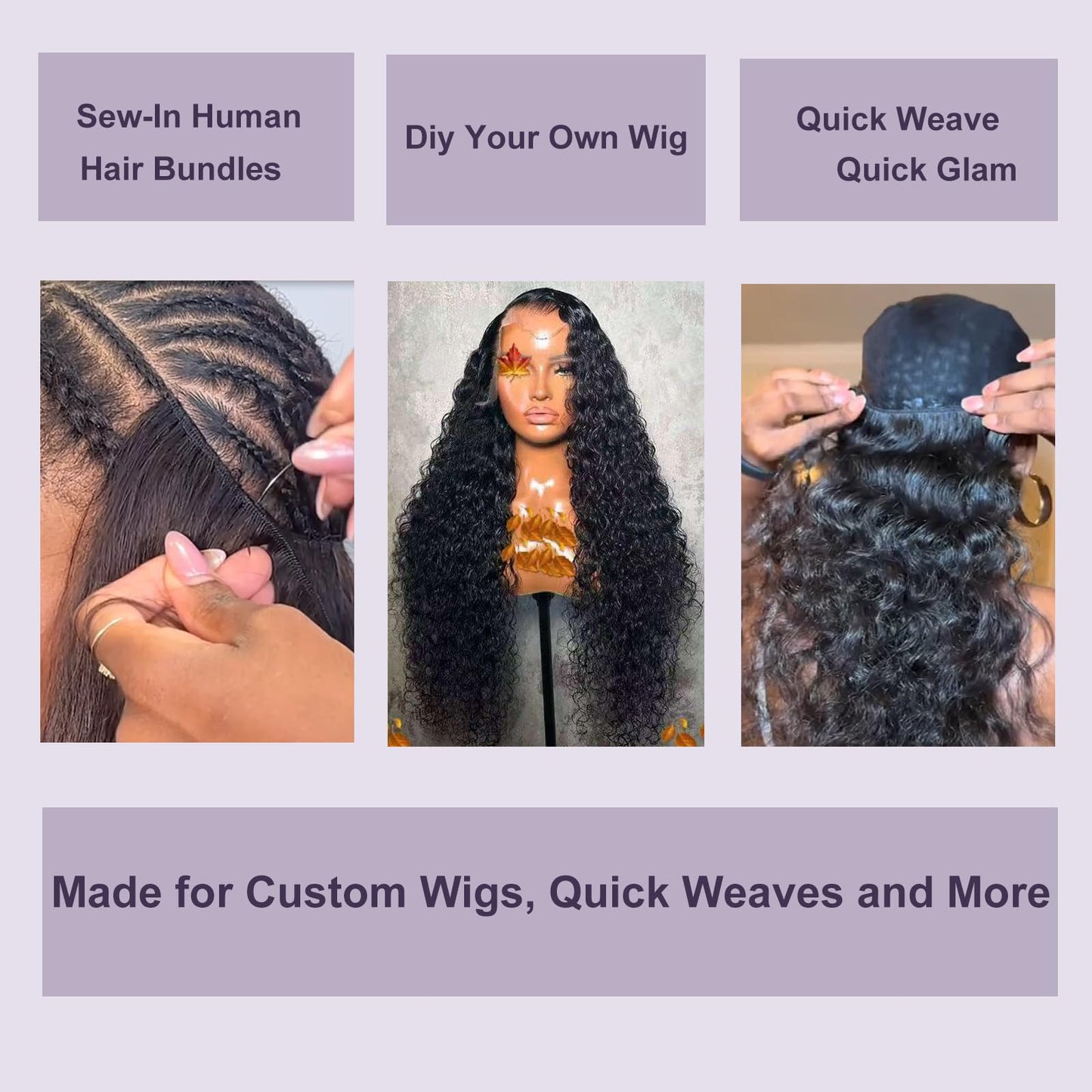 Deep Wave Human Hair Bundles, 13A Curly Bundles Human Hair, Wet and Wavy 100% Brazilian Virgin Quick Weave Deep Wave Bundle for Women (Bundles Natural Black)