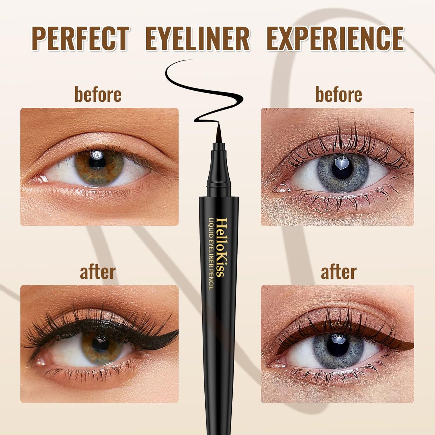 QIC Liquid Eyeliner,Waterproof Liquid Eye Liner, Long-Wearing,Smudge-Proof, Ultra-Smooth, Eyeliner Pen, Vegan Formula,Ultra-Fine Nib